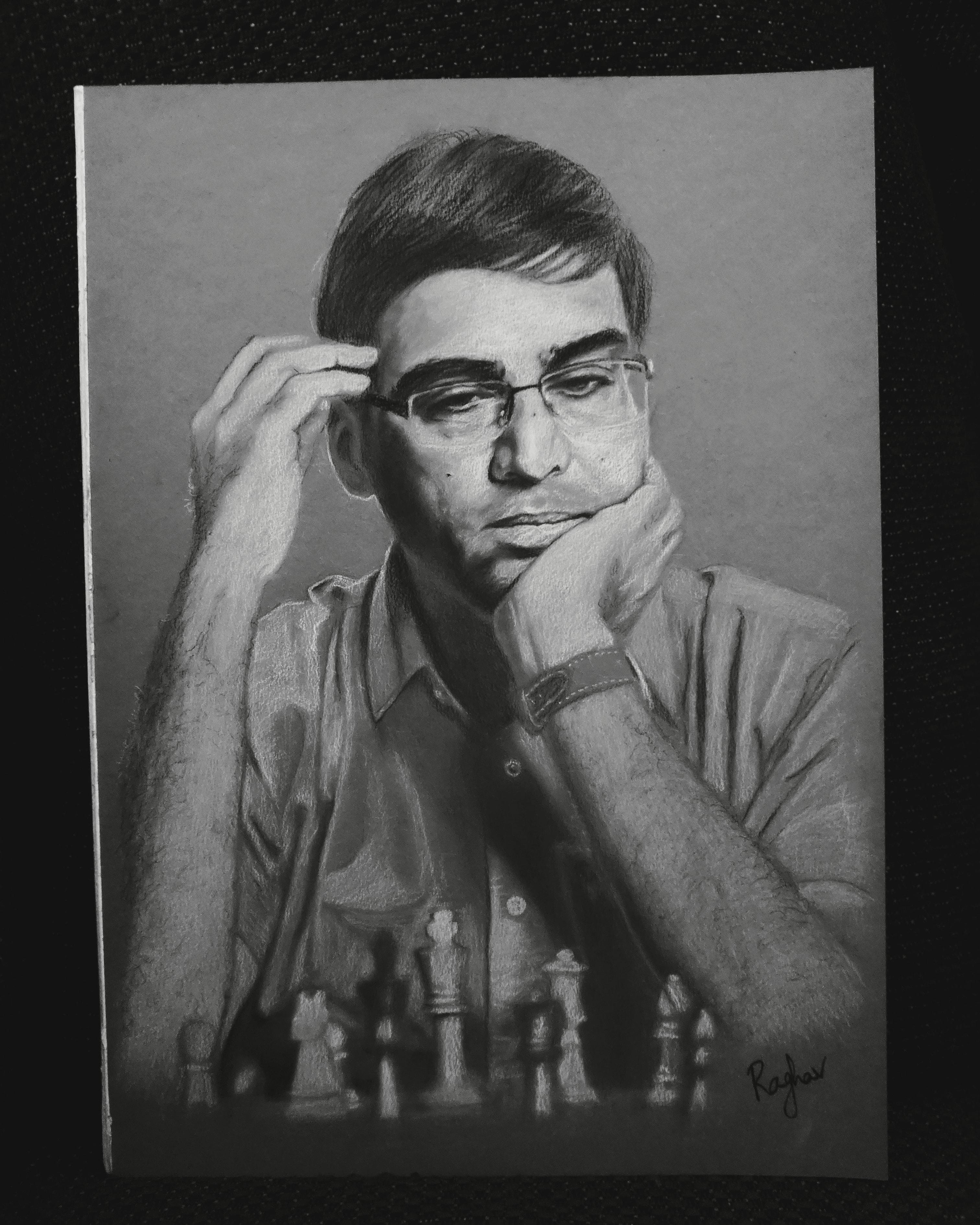 3024x3780 A pencil drawing I made of Vishy Anand. Belated birthday wishes to the legend