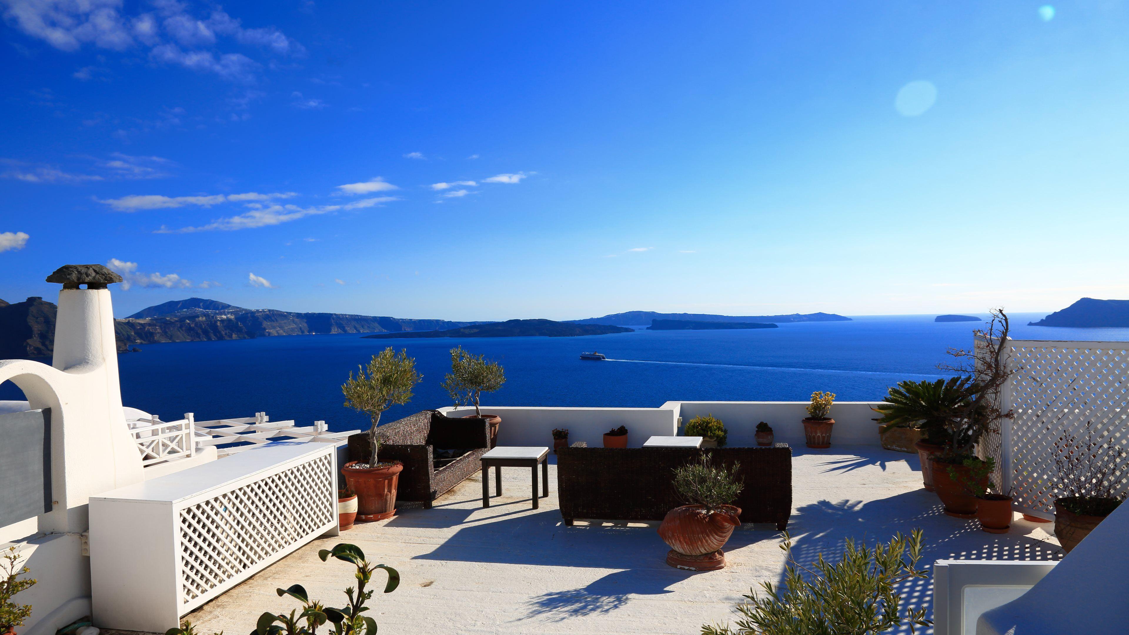 3840x2160 Santorini HD Wallpaper and Background Image