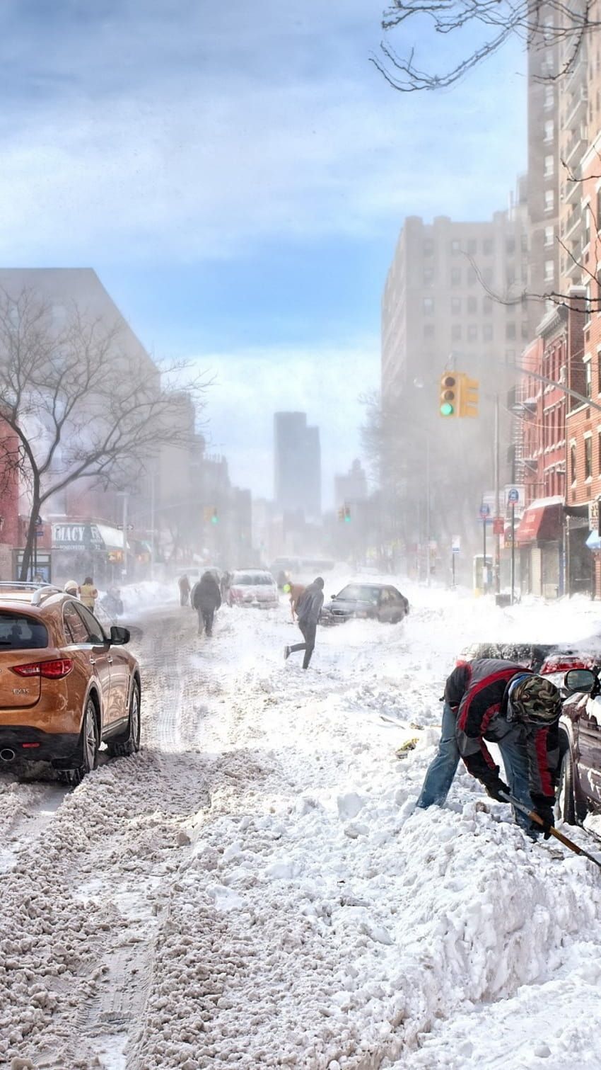 850x1511 New york snow iphone HD wallpaper