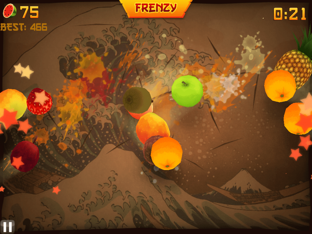 1024x768 Screenshot of Fruit Ninja (iPad, 2010)