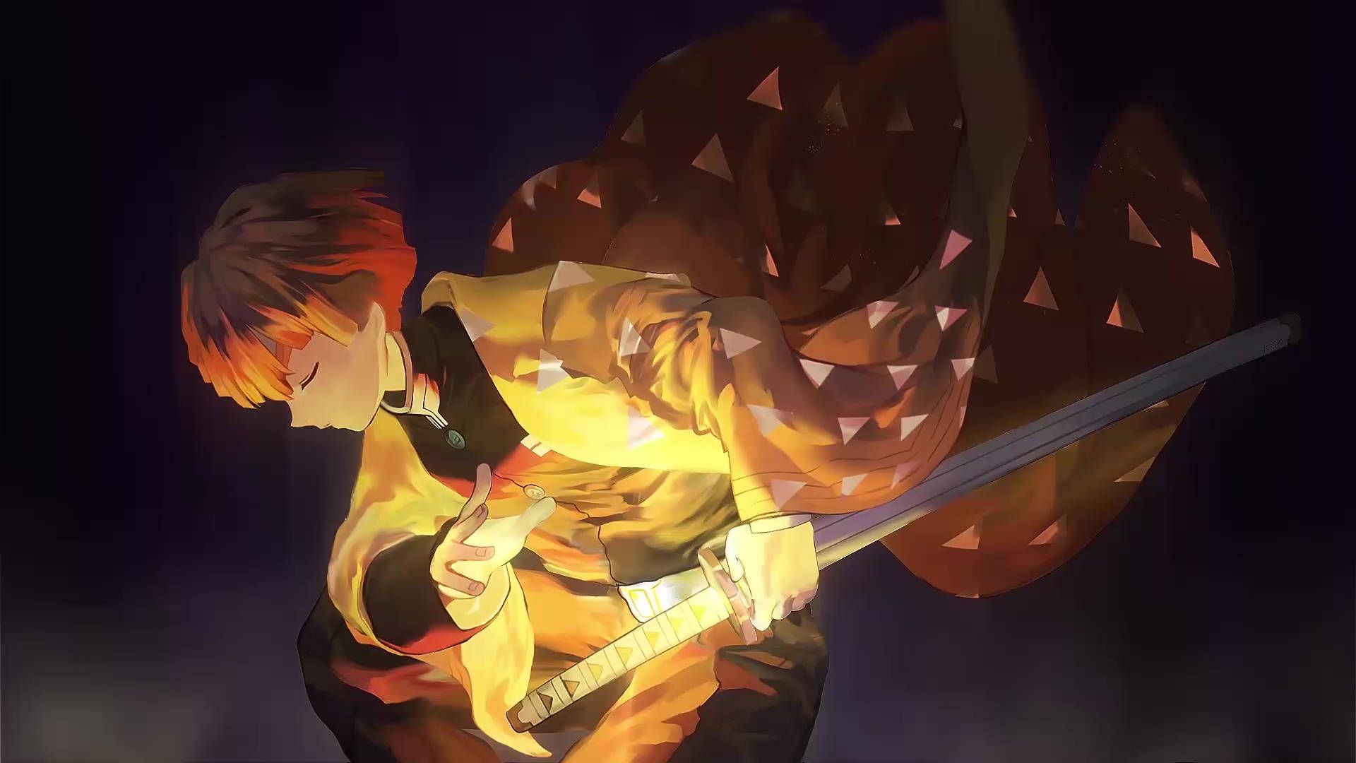 1920x1080 Download Zenitsu Agatsuma: Glowing in the Dark Wallpaper