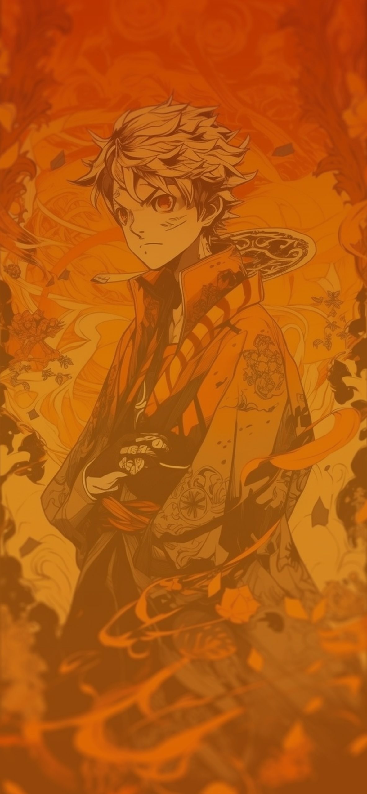 1183x2560 Demon Slayer Zenitsu Orange Wallpaper Zenitsu Wallpaper