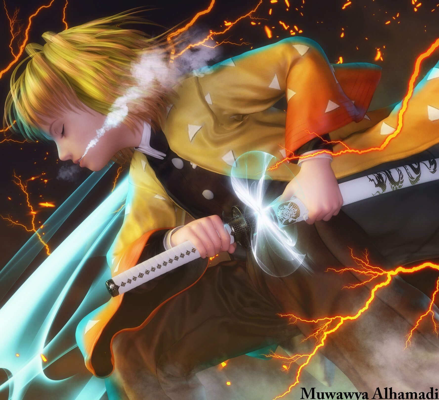 1777x1621 Zenitsu Agatsuma 3D Render