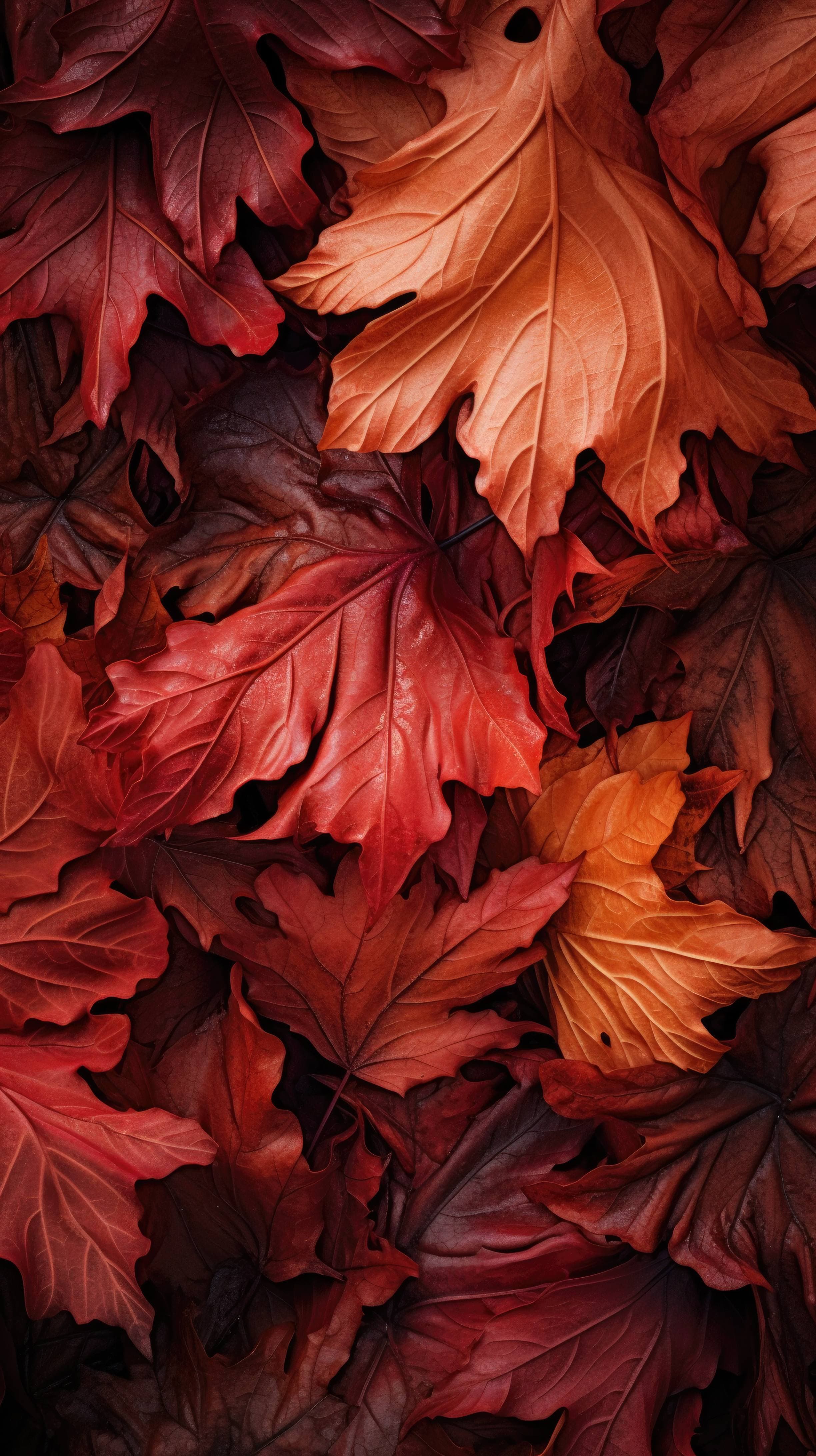 2448x4368 An iPhone wallpaper capturing the organized chaos of a pile of autumn leaves
