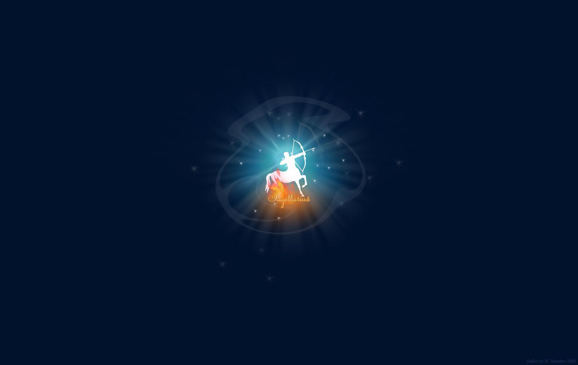 1900x1200 Sagittarius zodiac sign on a blue background wallpaper and image