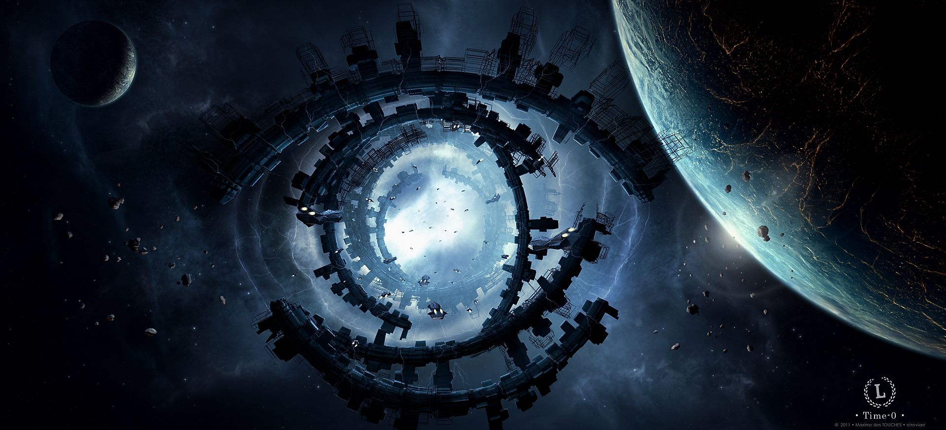 1920x873 Space And Time Wallpaper