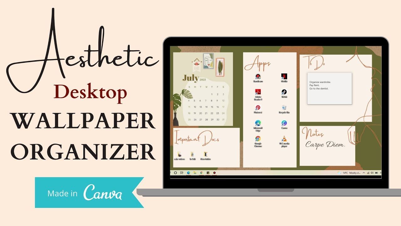 1280x720 How To Make AESTHETIC LAPTOP PC WALLPAPER. Windows10 Customization. wallpaper Organizer. Canva Tutorial