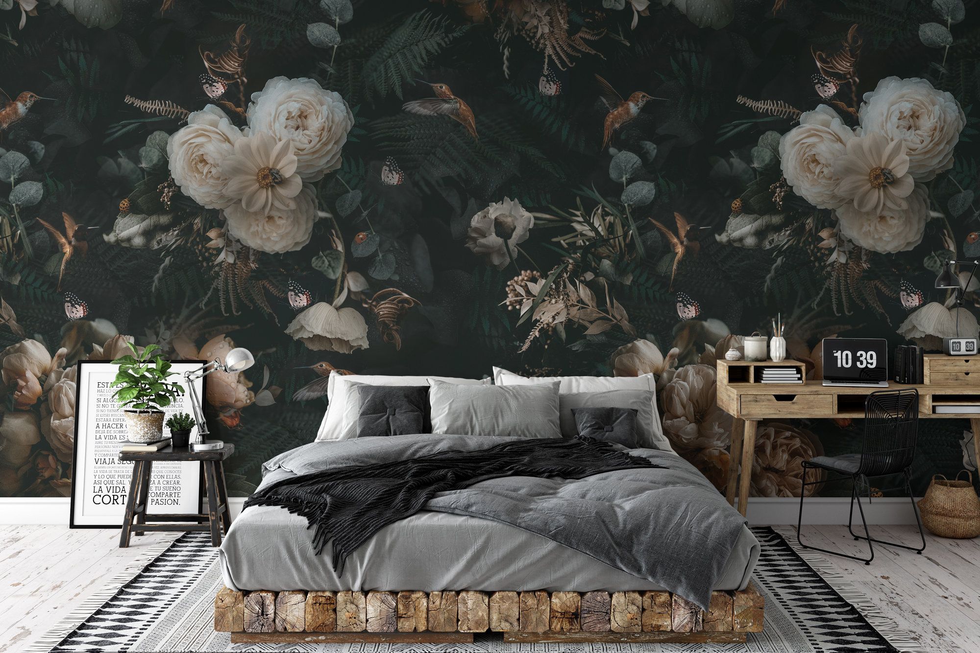 2000x1334 Dark Floral Mural