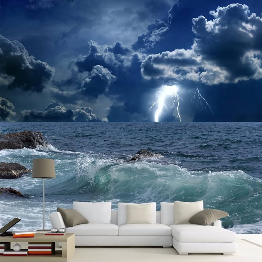 894x894 Weather Wall Mural Dark Clouds Mural Wallpaper Sea Removable Home Decor for Living Room Bedroom TV Background Kids Girls Rooms Decoration 138x96 Inch : Tools & Home Improvement