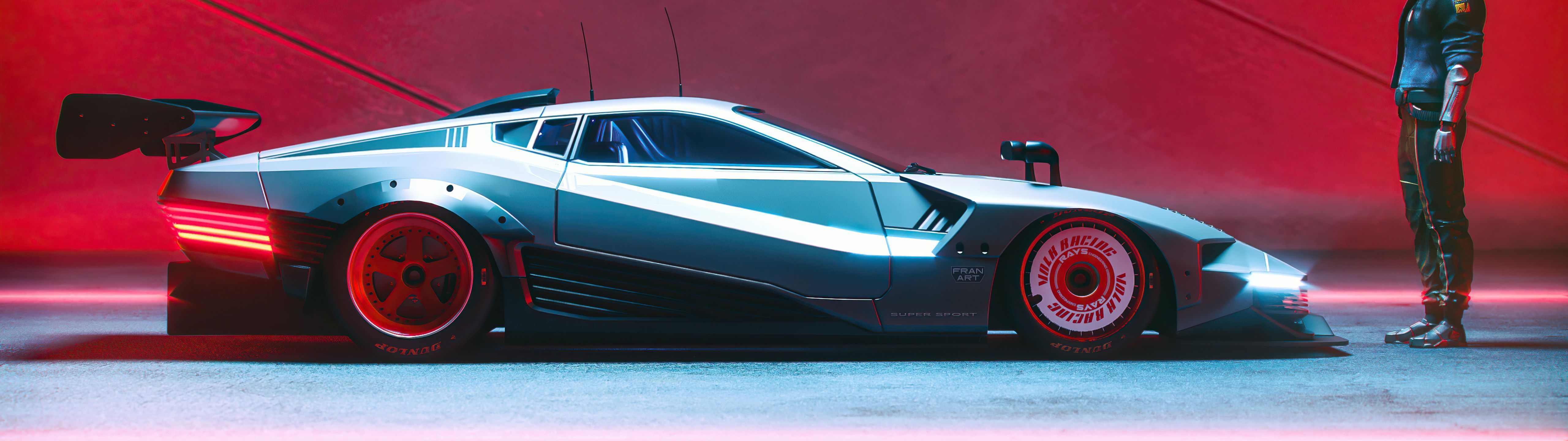 5120x1440 Ultrawide, Cyberpunk, Dunlop, Digital Art, Car, Cyberpunk Quadra Turbo R V Tech, Side View, Quadrax1440 Wallpaper
