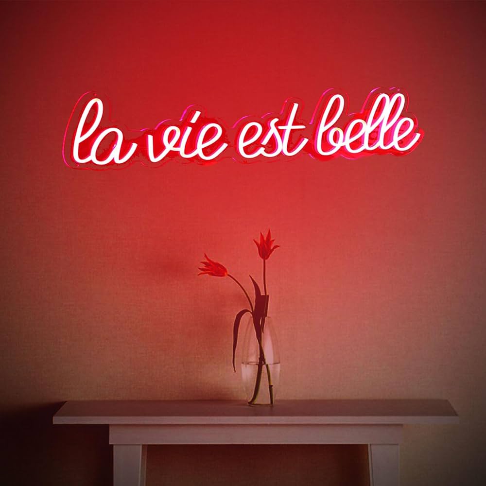 1000x1000 La Vie Est Belle neon sign, French expression neon light sign for home decor Bedroom Decor, Aesthetic Room Decor， life is beautiful led Neon light, Inspiring Decor Gift for Her style