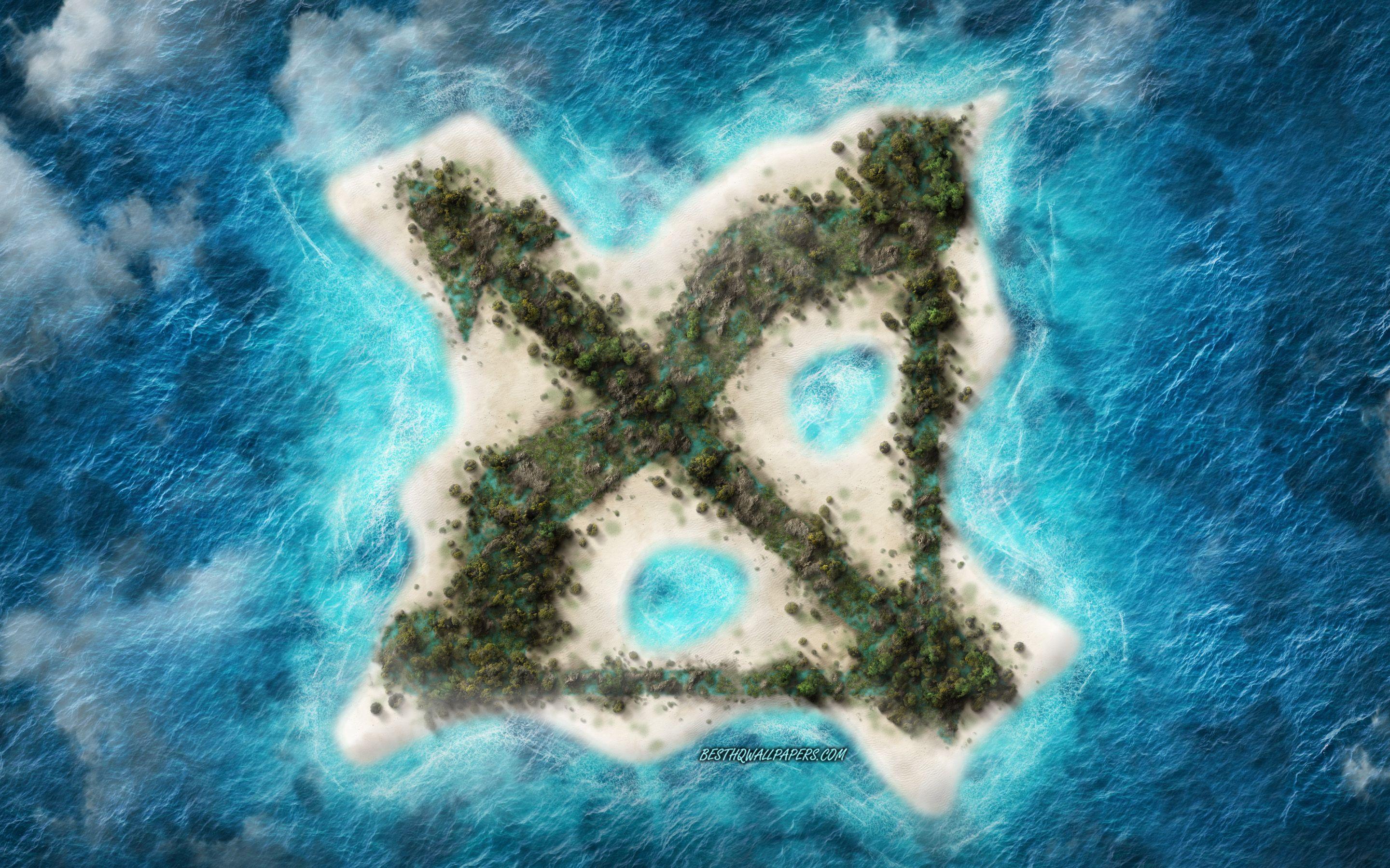 2880x1800 Download wallpaper Sagittarius zodiac sign, tropical island, ocean