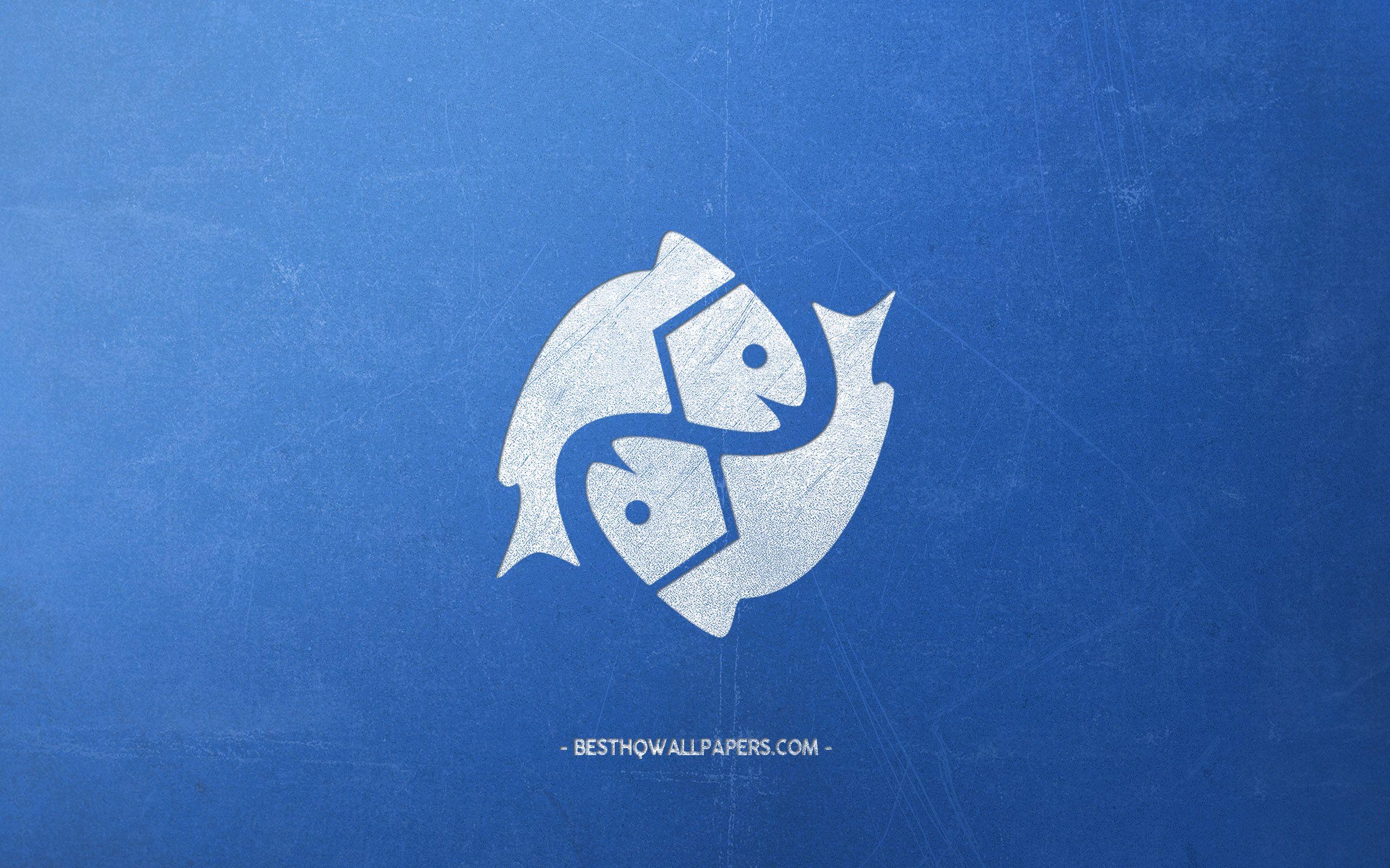 2560x1600 Download wallpaper Pisces zodiac sign, blue retro