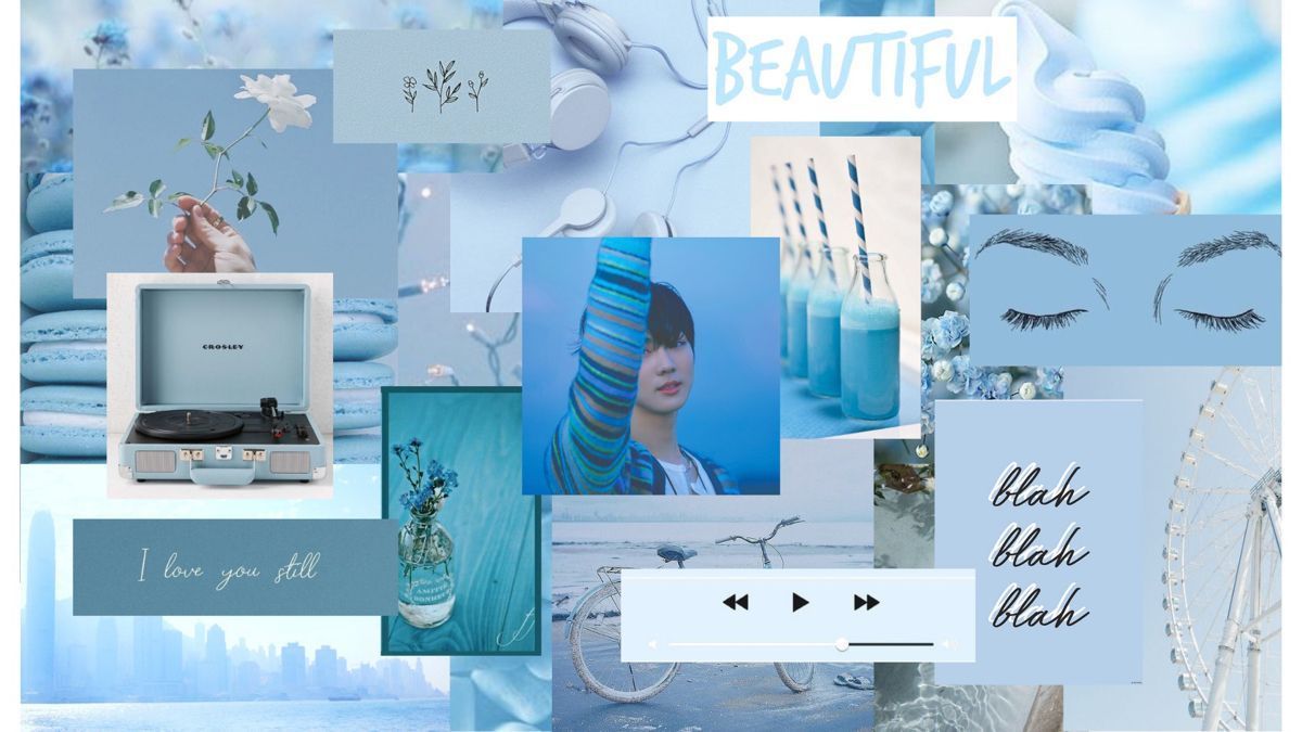 1200x675 Jungwon blue desktop wallpaper. Desktop wallpaper, Wallpaper, Polaroid film