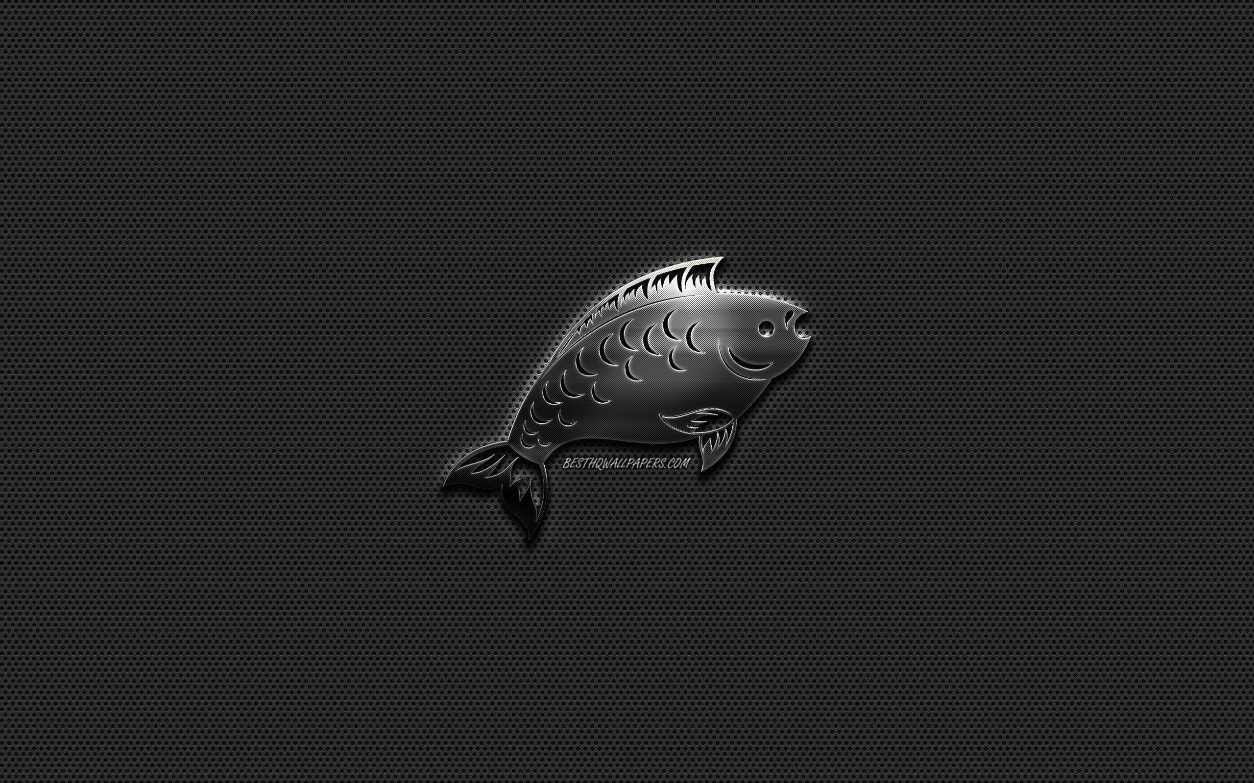 2560x1600 Download wallpaper Pisces zodiac sign, metal Pisces sign, Pisces