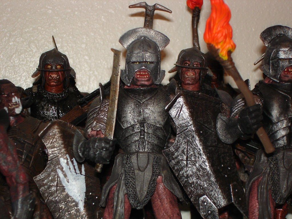 1024x768 Uruk Hai Warriors. Close Up Of Customized Uruk Swordsman. T