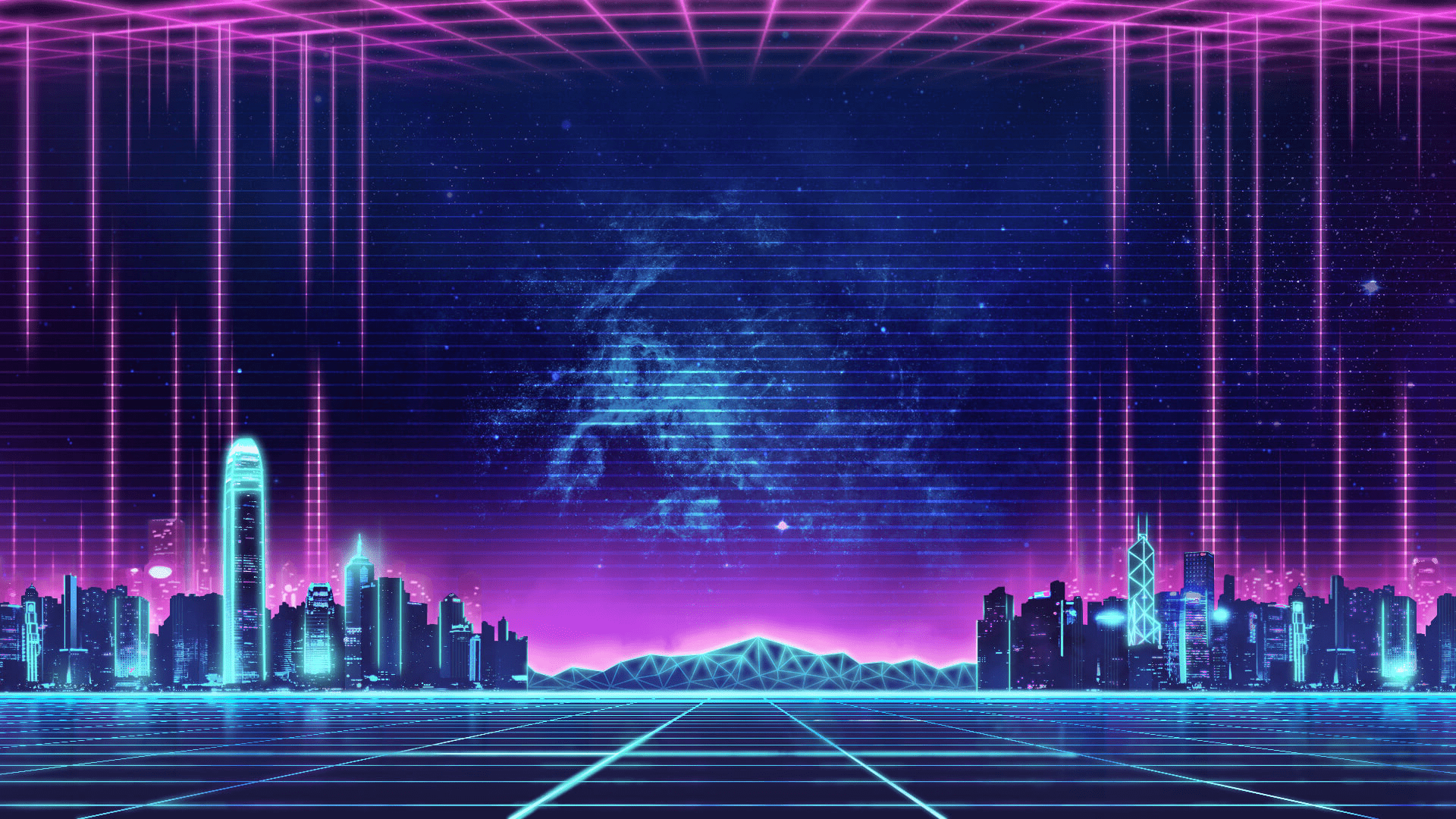 Synth #Retrowave #neon #cyberpunk digital art #1080P #wallpaper