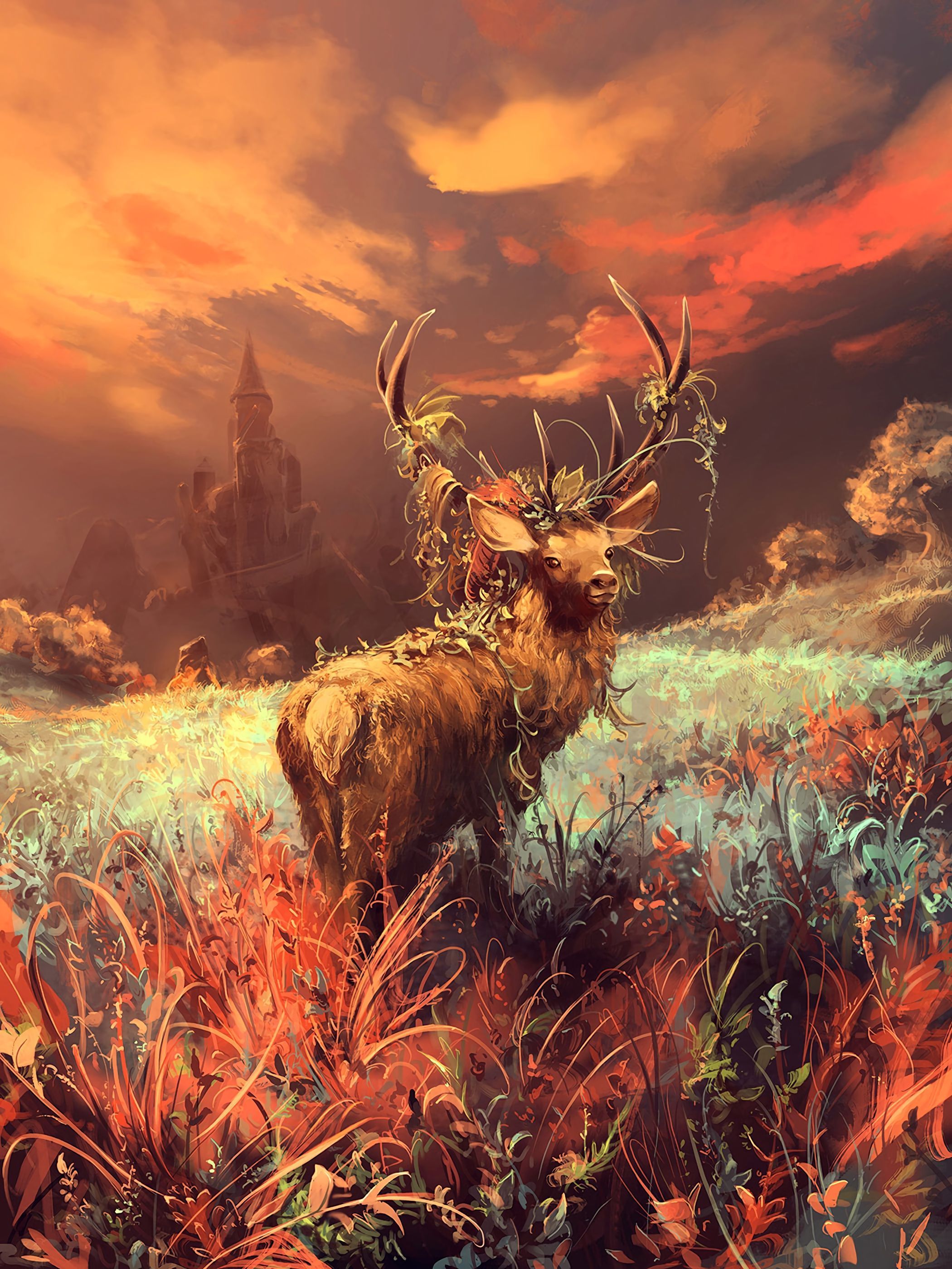 2100x2800 Deer Painting Wallpaper