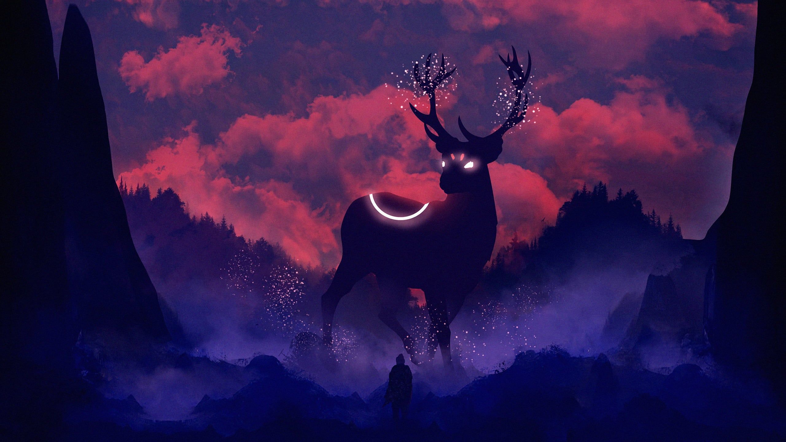 2560x1440 Midnight Deer in the Dark of Night [2560x1440]