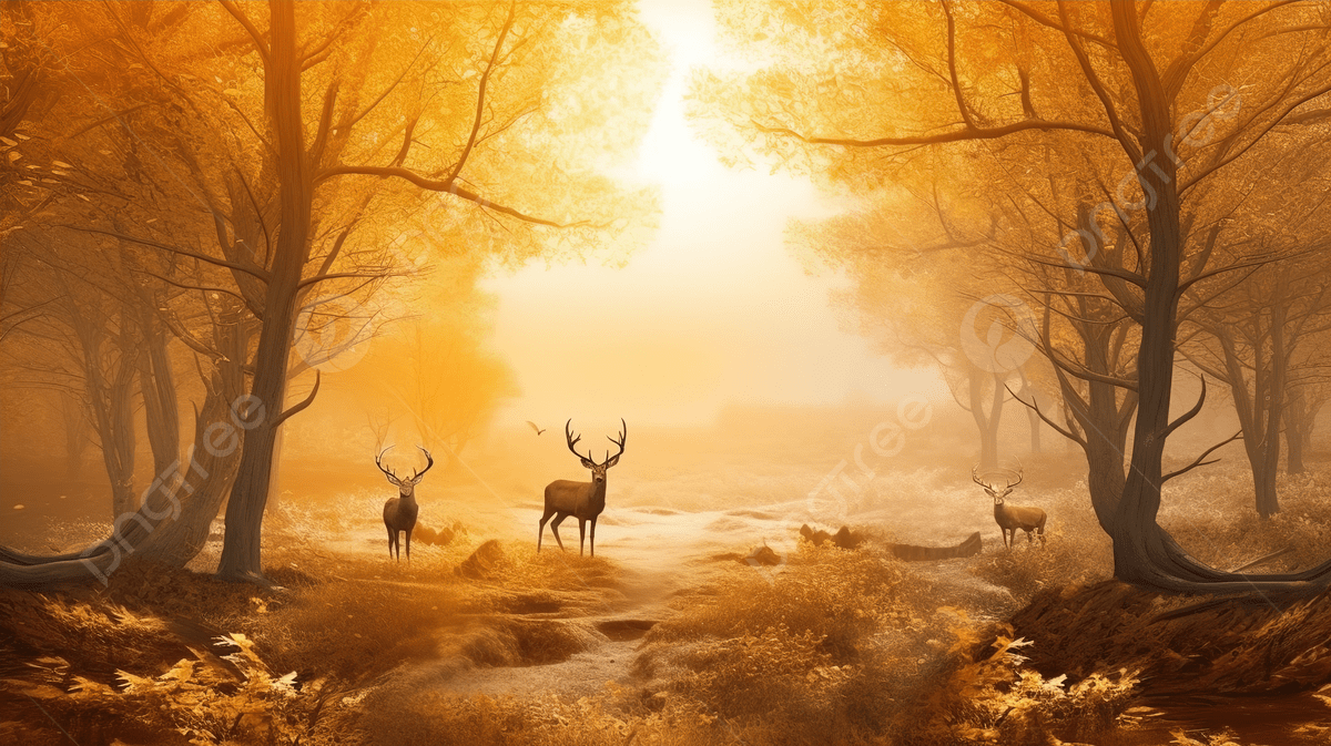 1200x673 Golden Trees Deer And Sun In A Modern 3D Mural Wallpaper Landscape With A Light Background, Art Wallpaper, Wallpaper Design, Mountain Wallpaper Background Image And Wallpaper for Free Download
