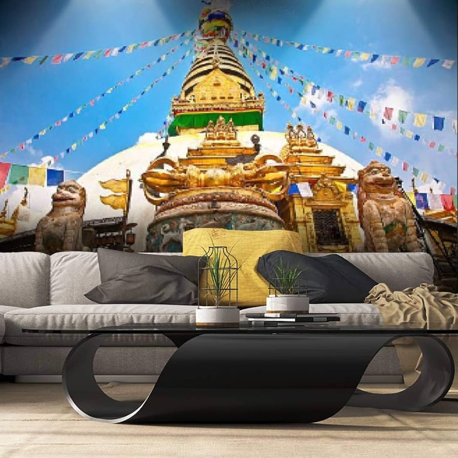 894x894 RECETHROWS Wall Mural Stupa in Swayambhunath Monkey Temple Kathmandu Nepal Peel and Stick Wallpaper Self Adhesive Wallpaper Large Wall Sticker Removable Vinyl Film Roll Shelf Paper Home Decor : Tools