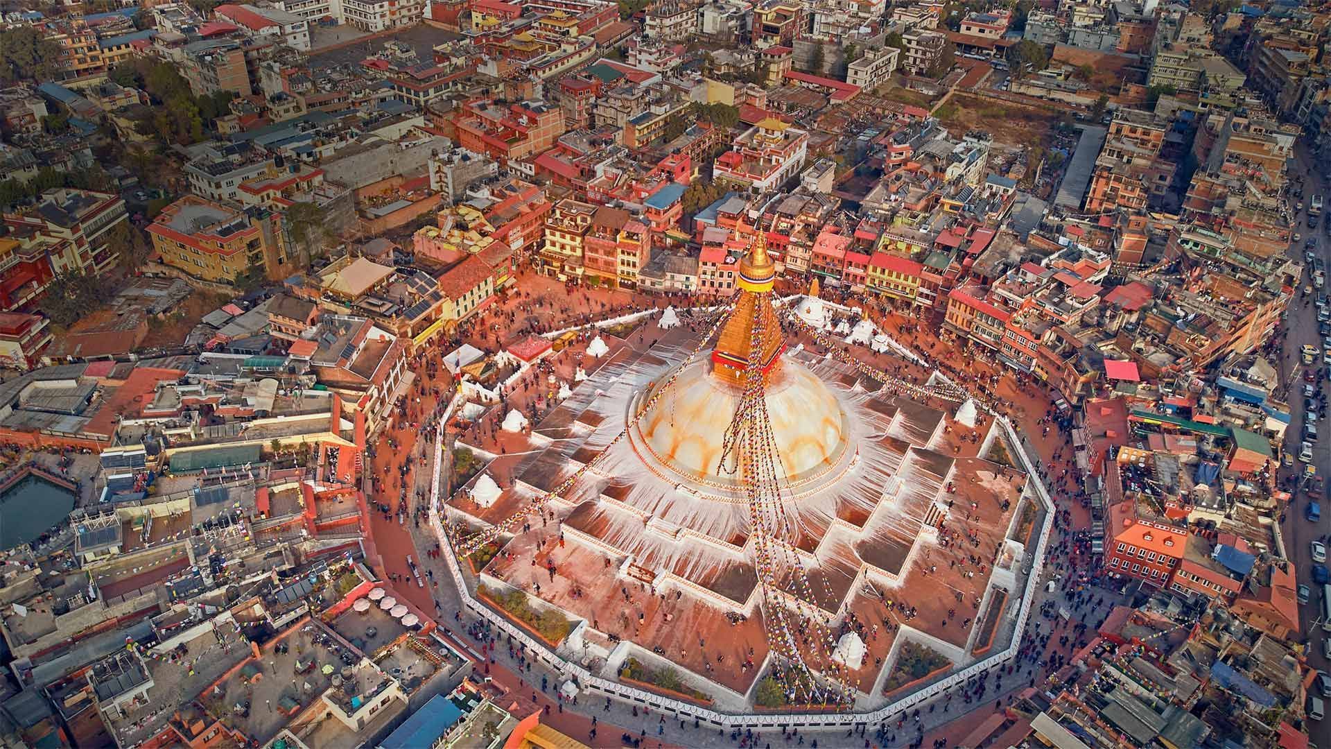1920x1080 Aerial view of Boudhanath stupa in Kathmandu, Nepal