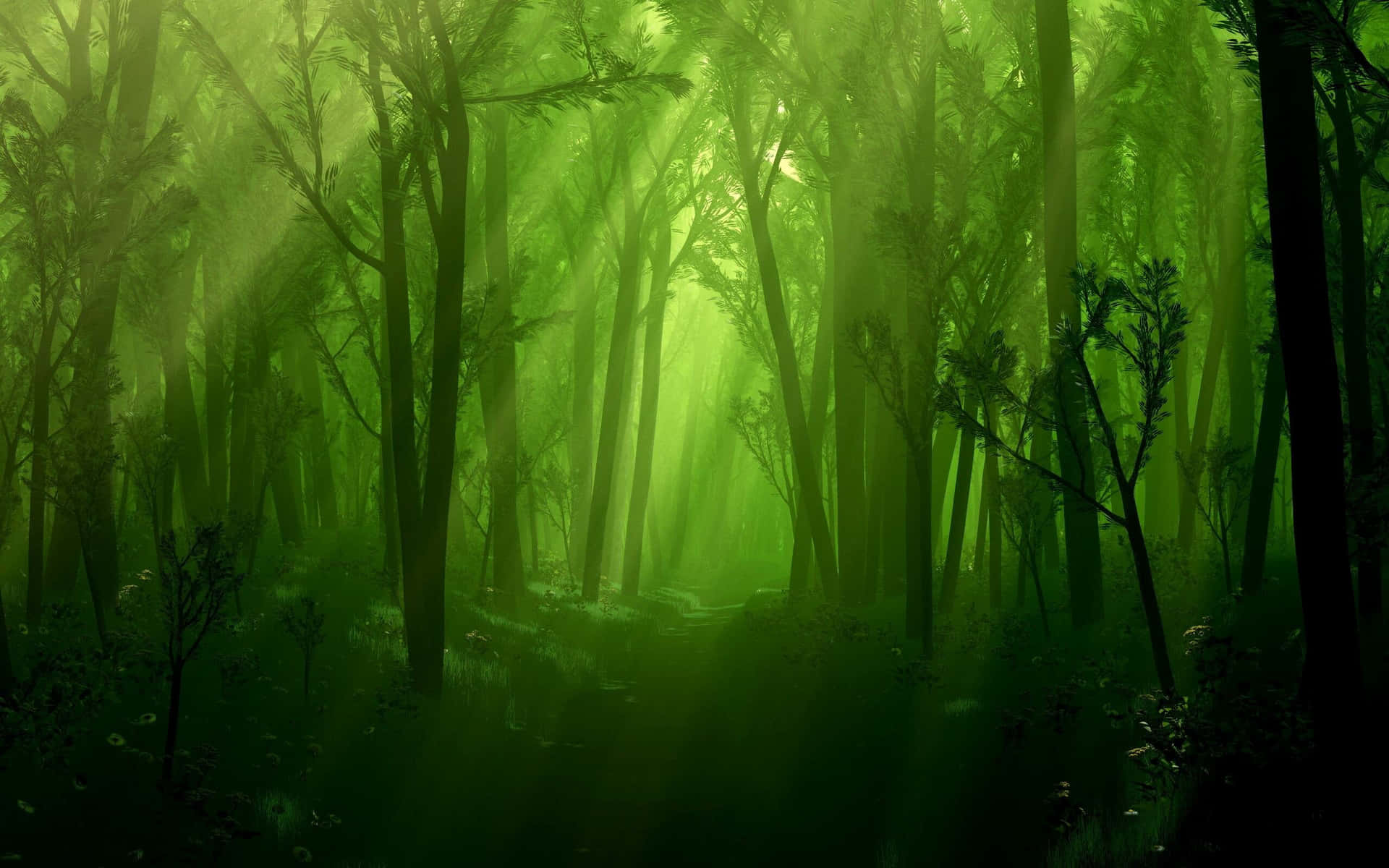 1920x1200 Download Neon Green Magical Forest Wallpaper