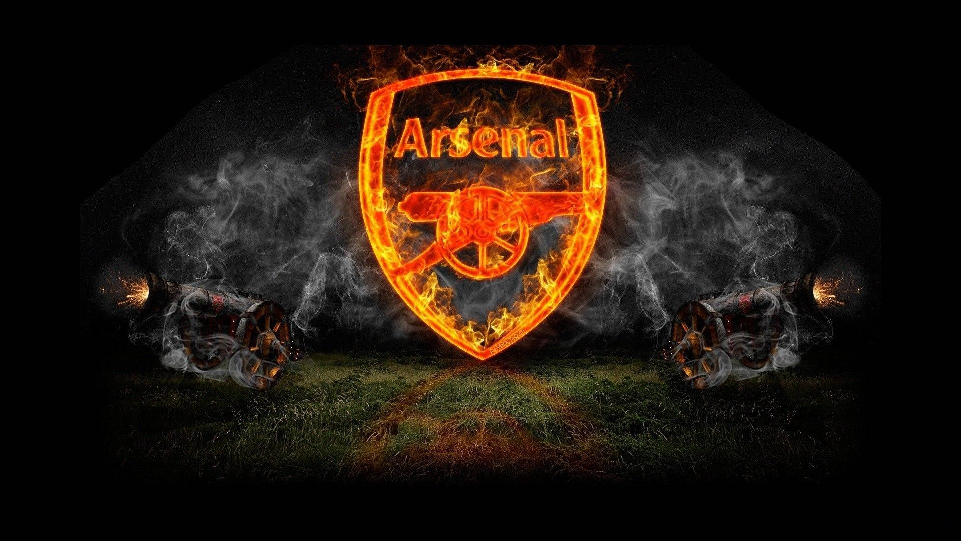 1920x1080 Download The Blazing Arsenal Soccer Logo Icon Off the Pitch Wallpaper