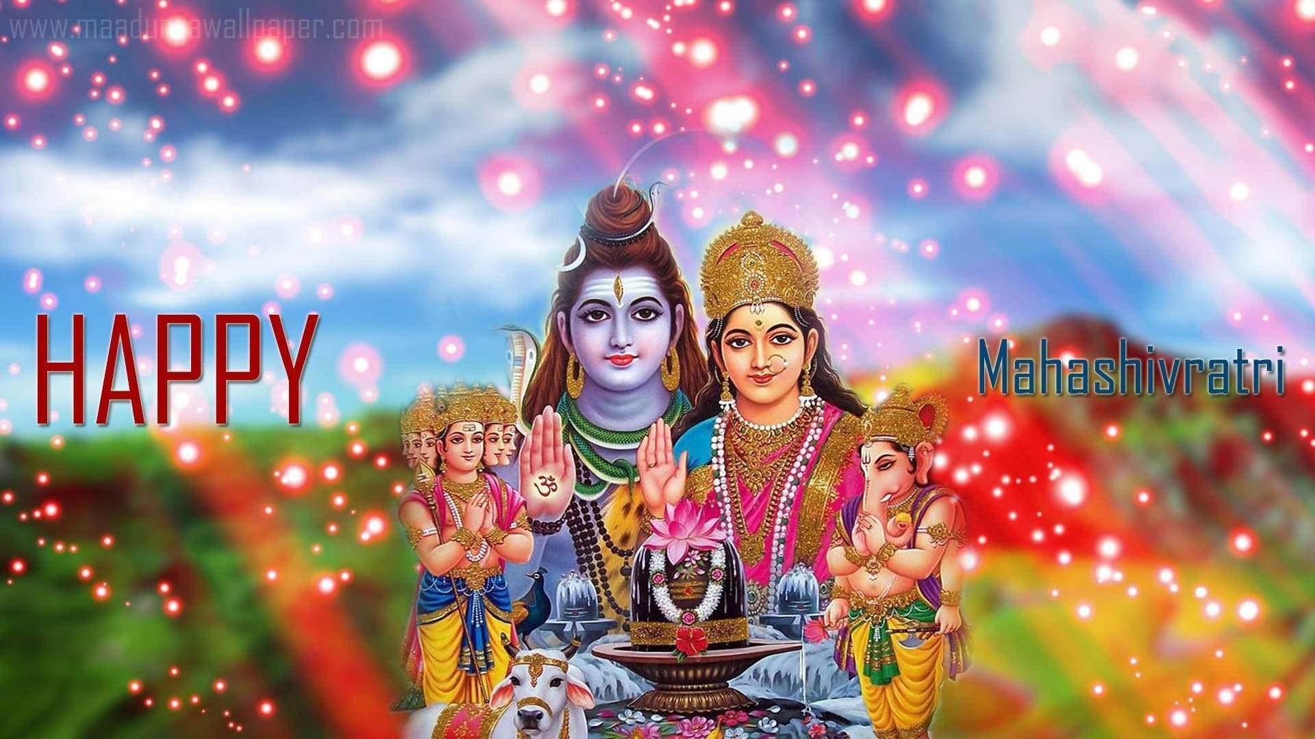 1920x1080 Download Lord Shiva Family With Red Orbs Wallpaper