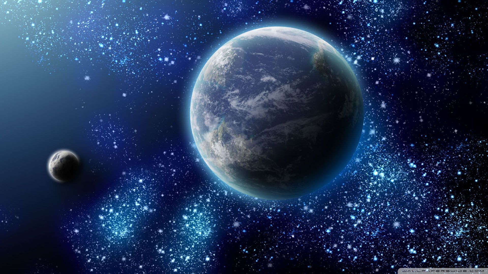 1920x1080 Earth and its Satellite i ee sputnik Ultra HD Desktop Background Wallpaper for 4K UHD TV