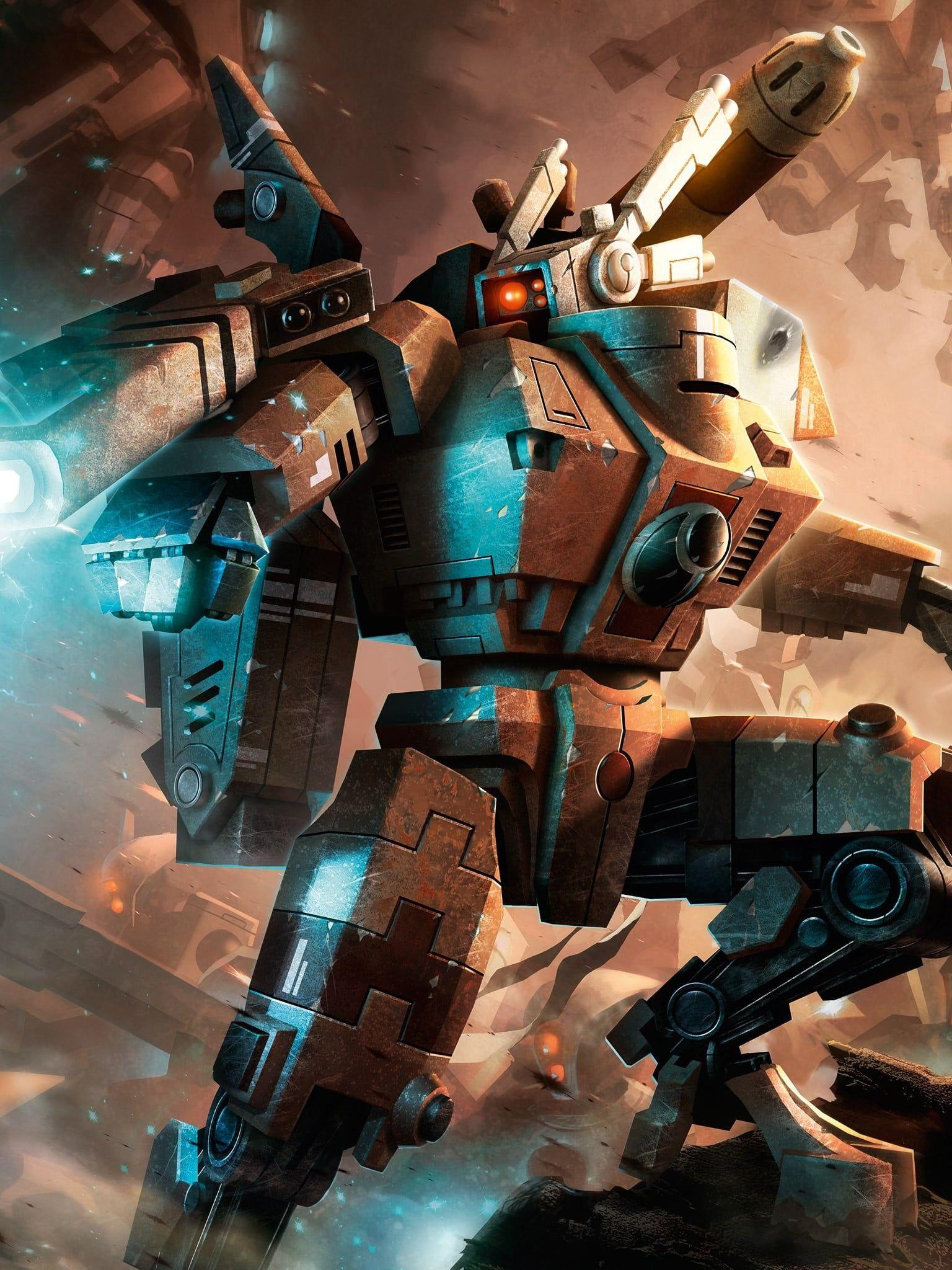 1536x2048 Brass robot 3D wallpaper, Tau Empire, Warhammer WH40K, Tau