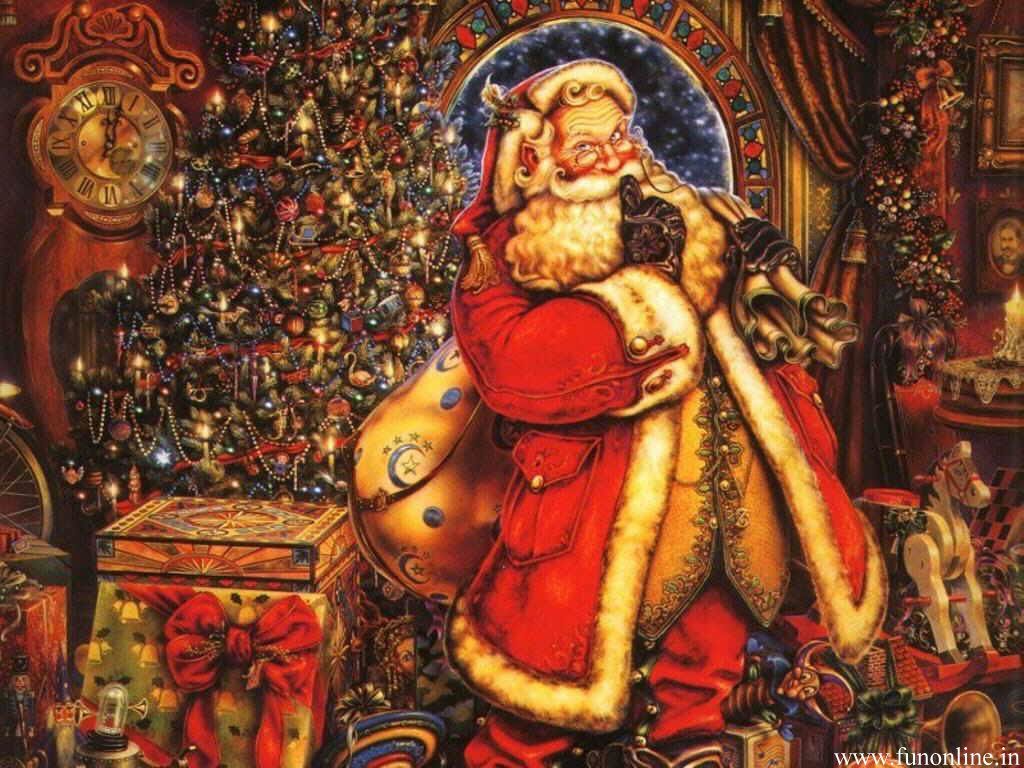 1024x768 Santa Claus Painting Wallpaper