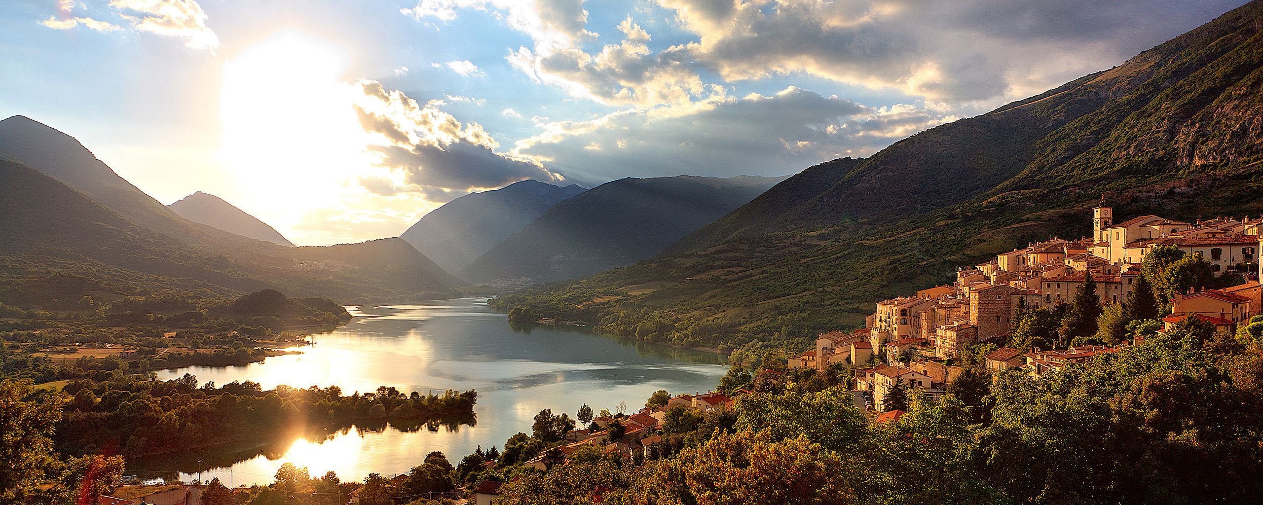 2560x1024 Lake Barrea HD Wallpaper and Background