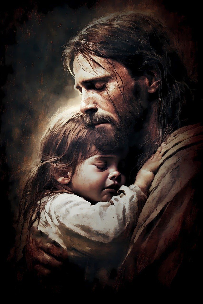 853x1280 Jesus Hugging Wallpaper