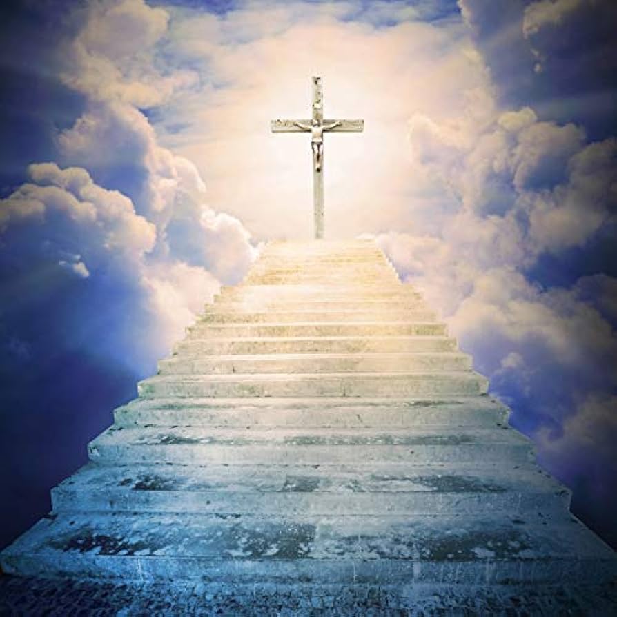 894x894 Amazon.com : Baocicco Vinyl 8x8ft The Stairs to Heaven Backdrop Photograph Background Cross of Jesus Christian Holy Spirits Christ Child Lord Pray Church Event Wallpaper Newborn Baby Children Portraits