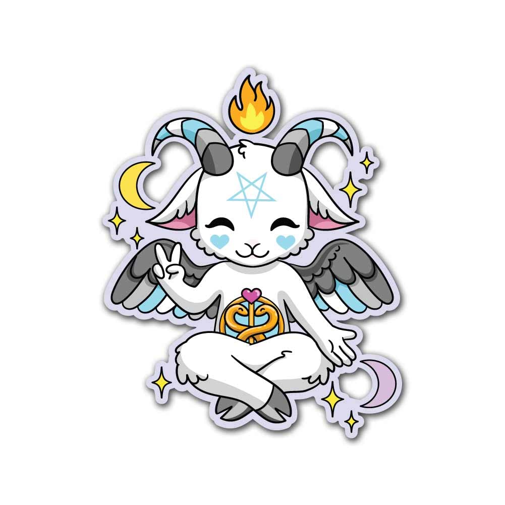 1001x1001 Demiboy LGBTQ+ Pride Themed Cute Baphomet 4 inch Black Indoor Outdoor Vinyl Decal : Tools & Home Improvement