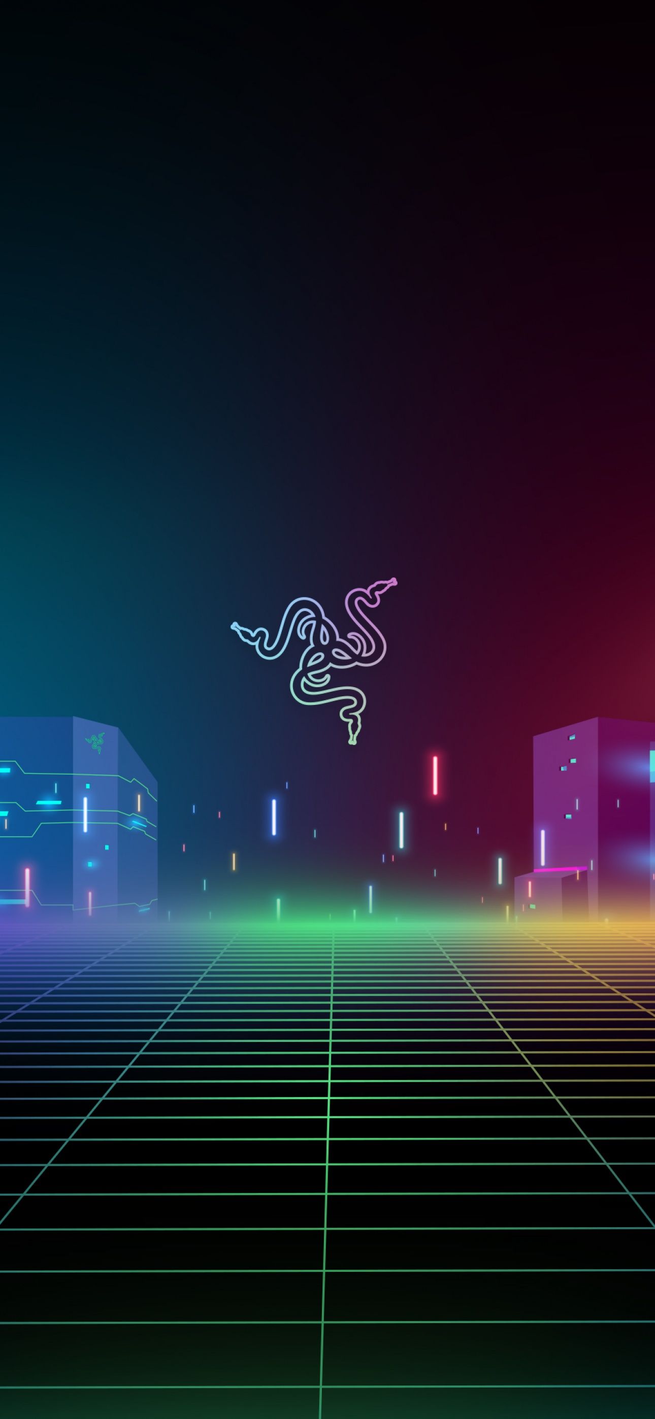 1290x2796 Razer Wallpaper 4K, Cyber city, Neon, Colorful