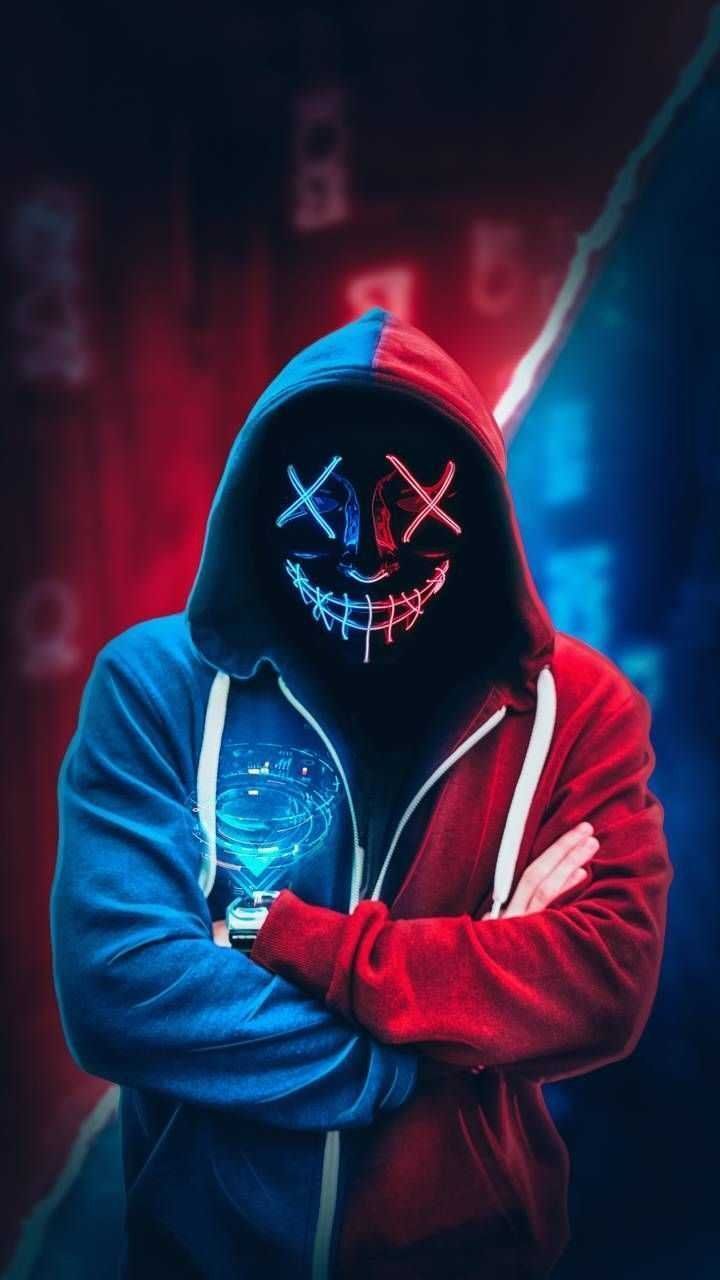 720x1280 Mask neon boy Wallpaper Download