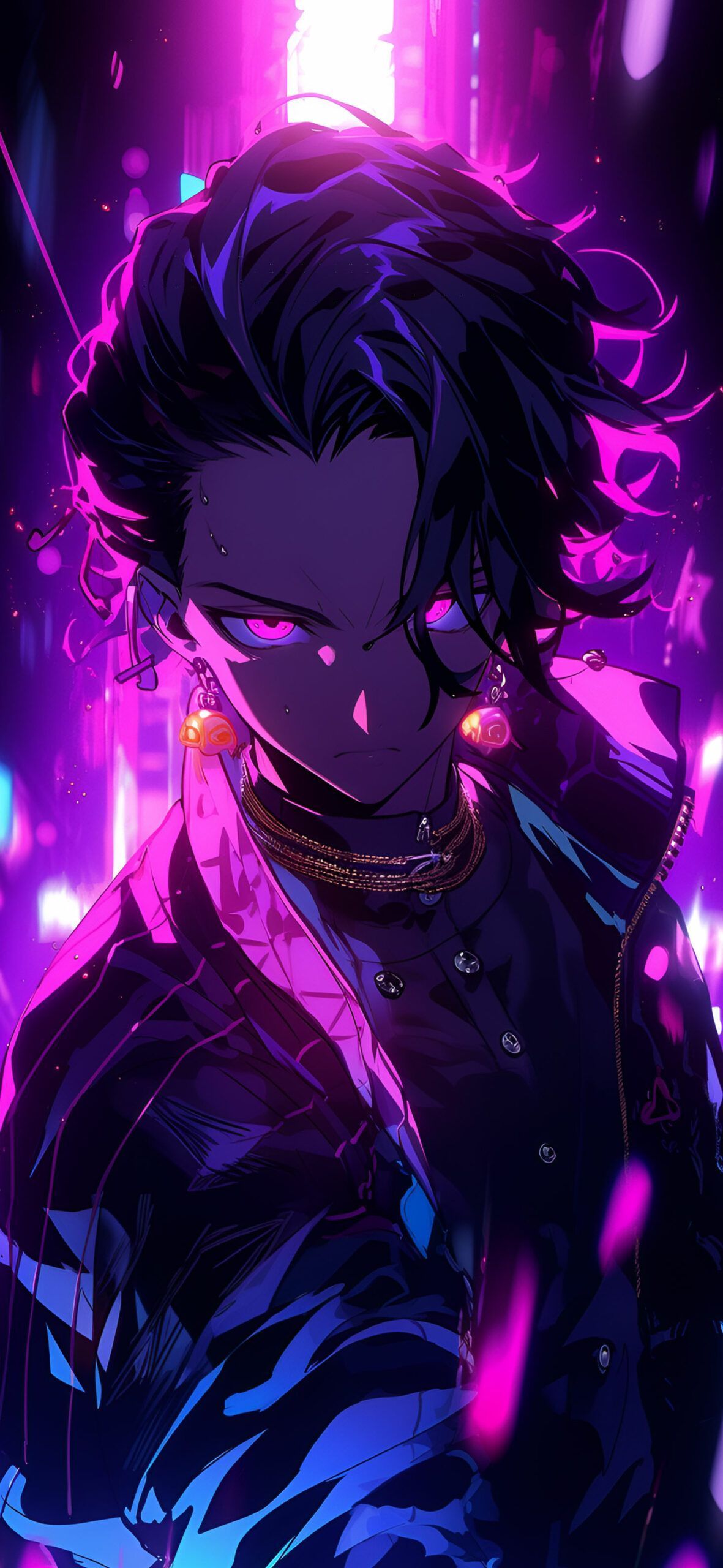 1181x2560 Stylish Anime Guy Purple Wallpaper Anime Wallpaper 4k