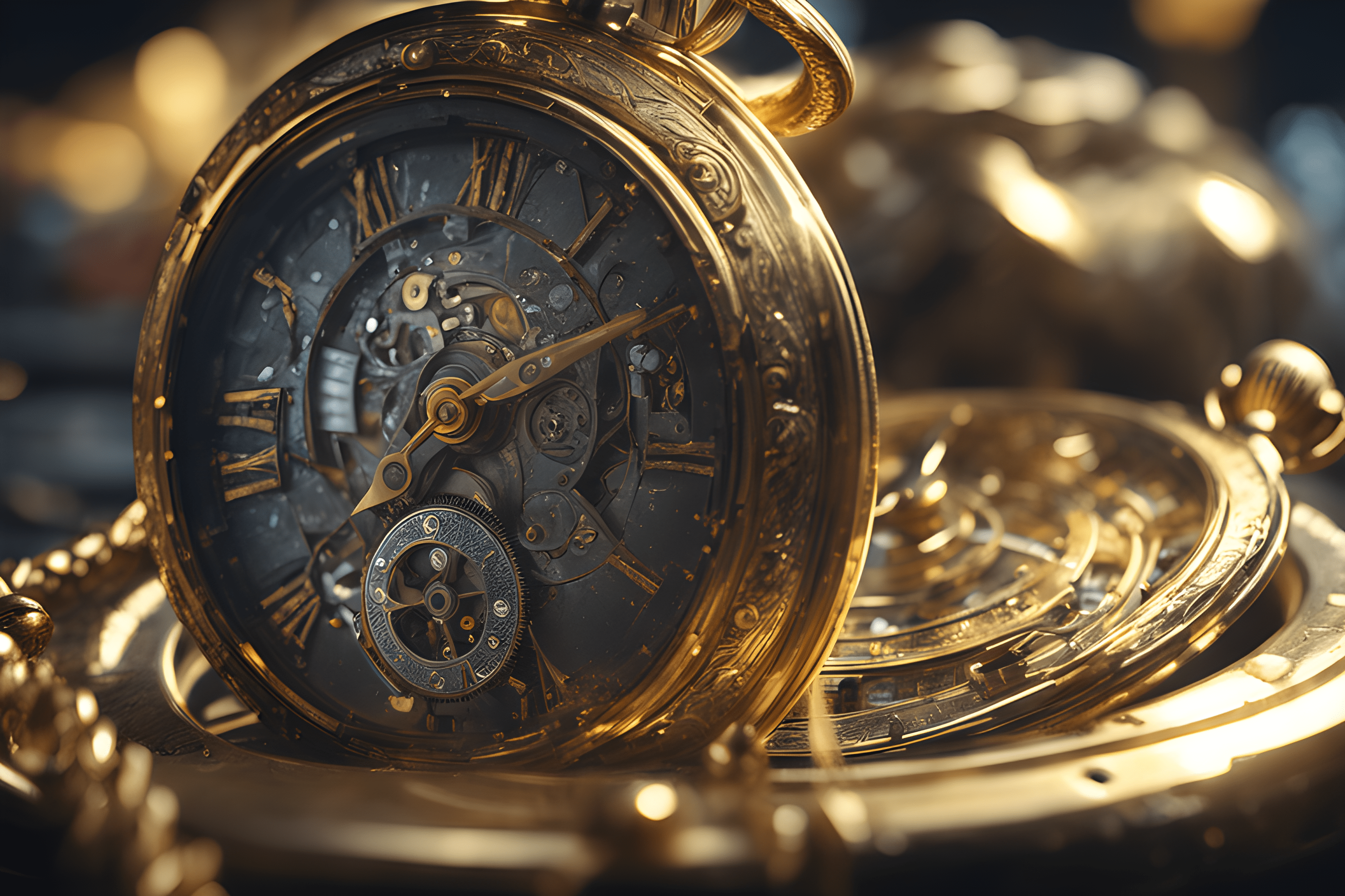 3072x2048 Gold pocket watch AI generated wallpaper[3072x2048]