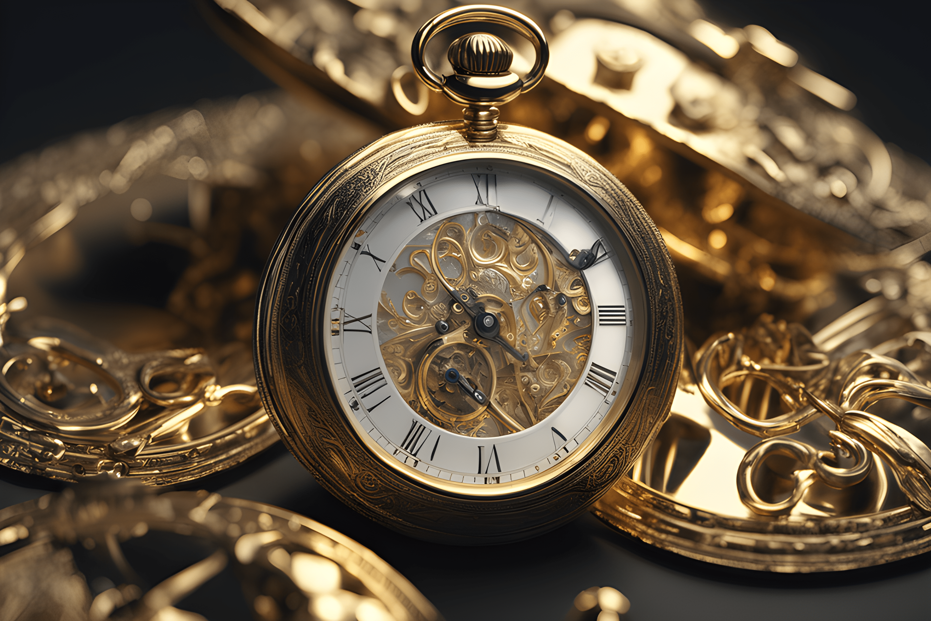 3072x2048 Gold pocket watch AI generated wallpaper[3072x2048]