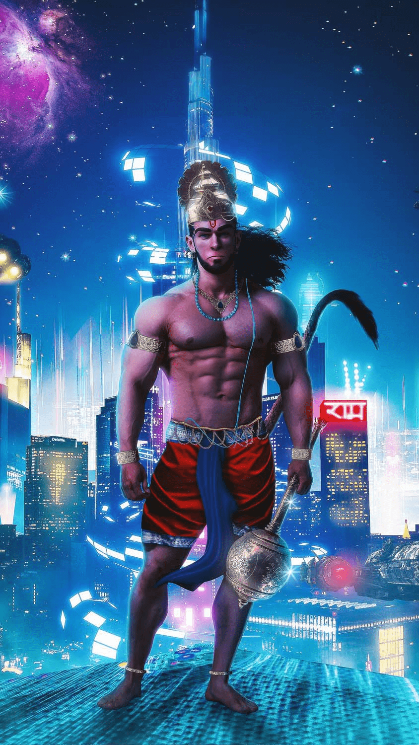 844x1500 Immortal Lord Hanuman IPhone Wallpaper