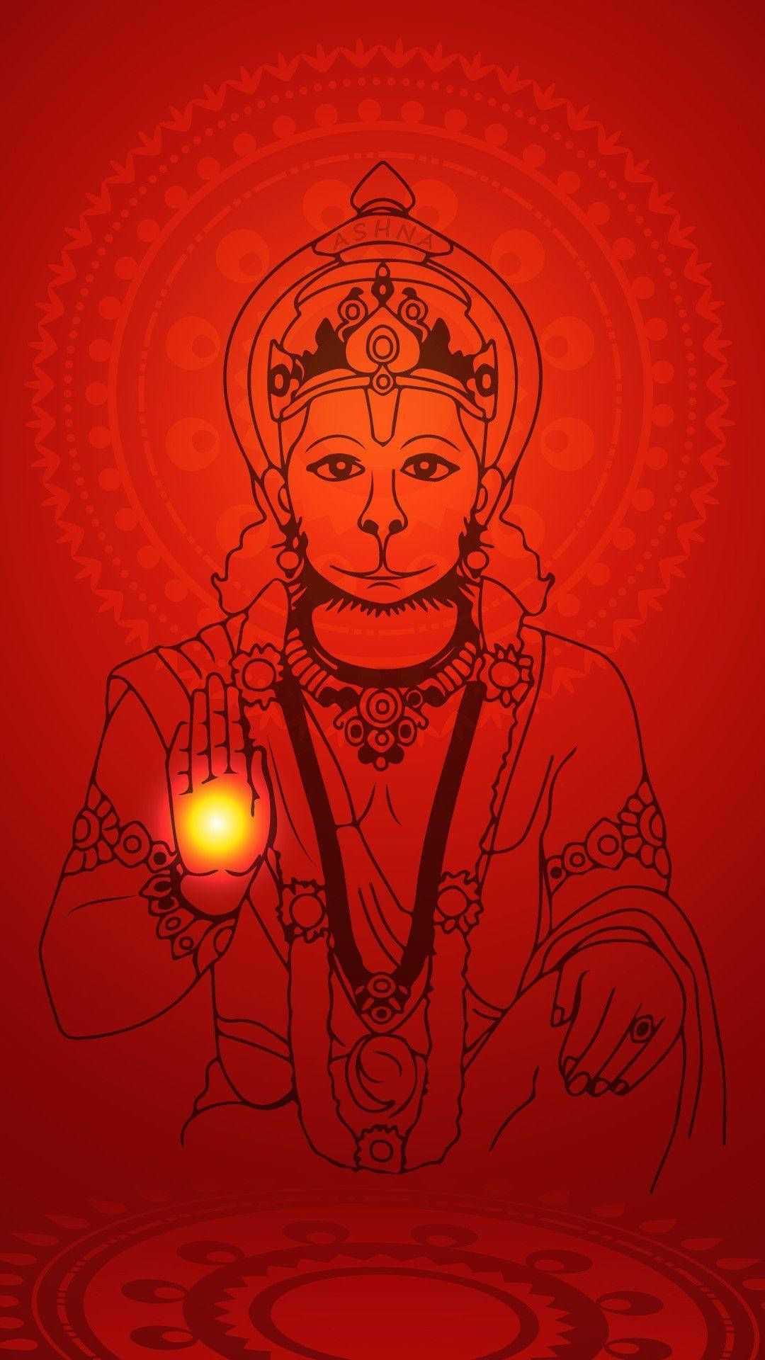 1080x1920 Download Lord Hanuman Glowing Hand HD Wallpaper