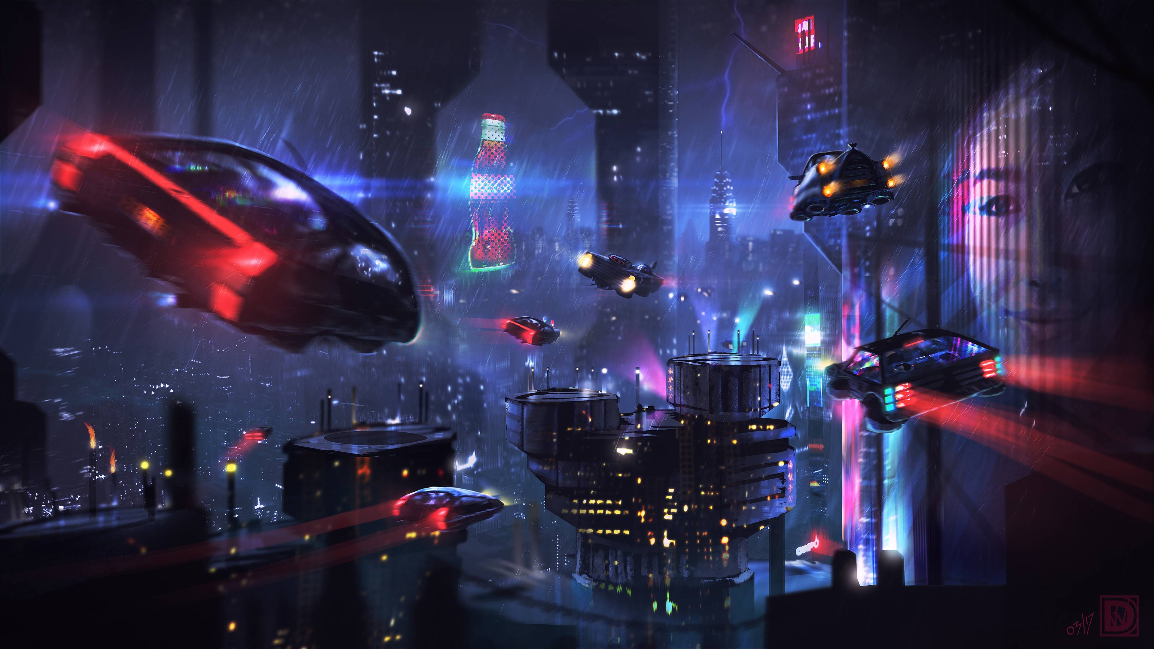3840x2160 Tòa nhà thành phố khoa học viễn tưởng Cyberpunk Cars Blade Runner 4K