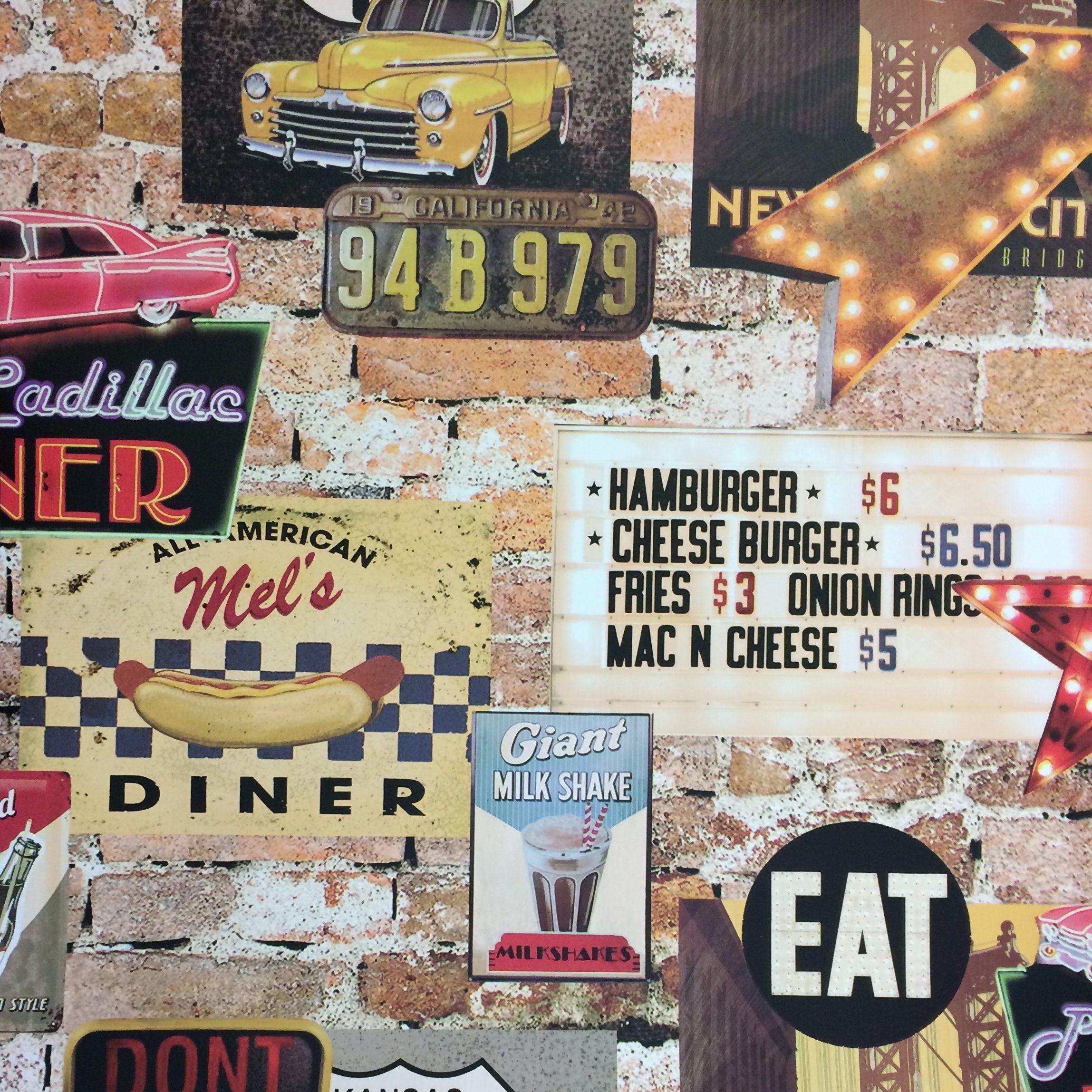 2297x2297 Arthouse American Diner Wallpaper. American diner, Diner, Feature wallpaper