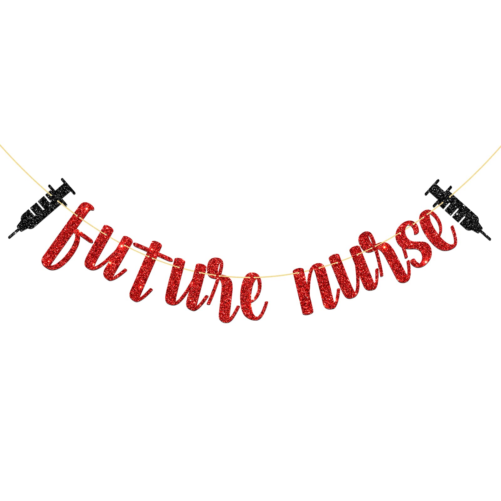 1600x1600 MonMon & Craft Future Nurse Banner Nursing Graduate Party Decor Nurse Graduation Activities Medical School Graduation Party Decorations Red Glitter : Home & Kitchen