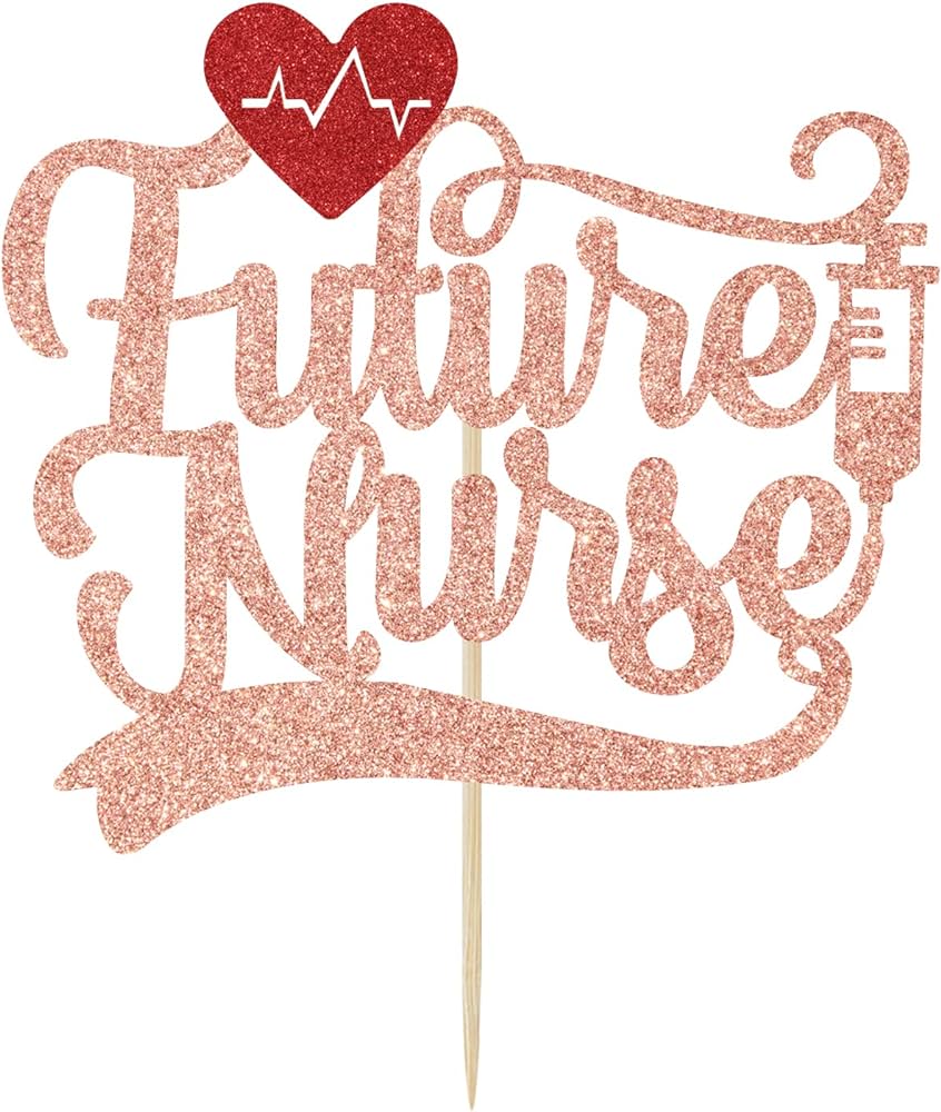 846x1000 Glitter Future Nurse Cake Topper, Nursing School Survivor Cake Topper, Congrats Nurse Nurse Grad Decorations, Congrats Grad(Rose Gold and Red) : Grocery & Gourmet Food