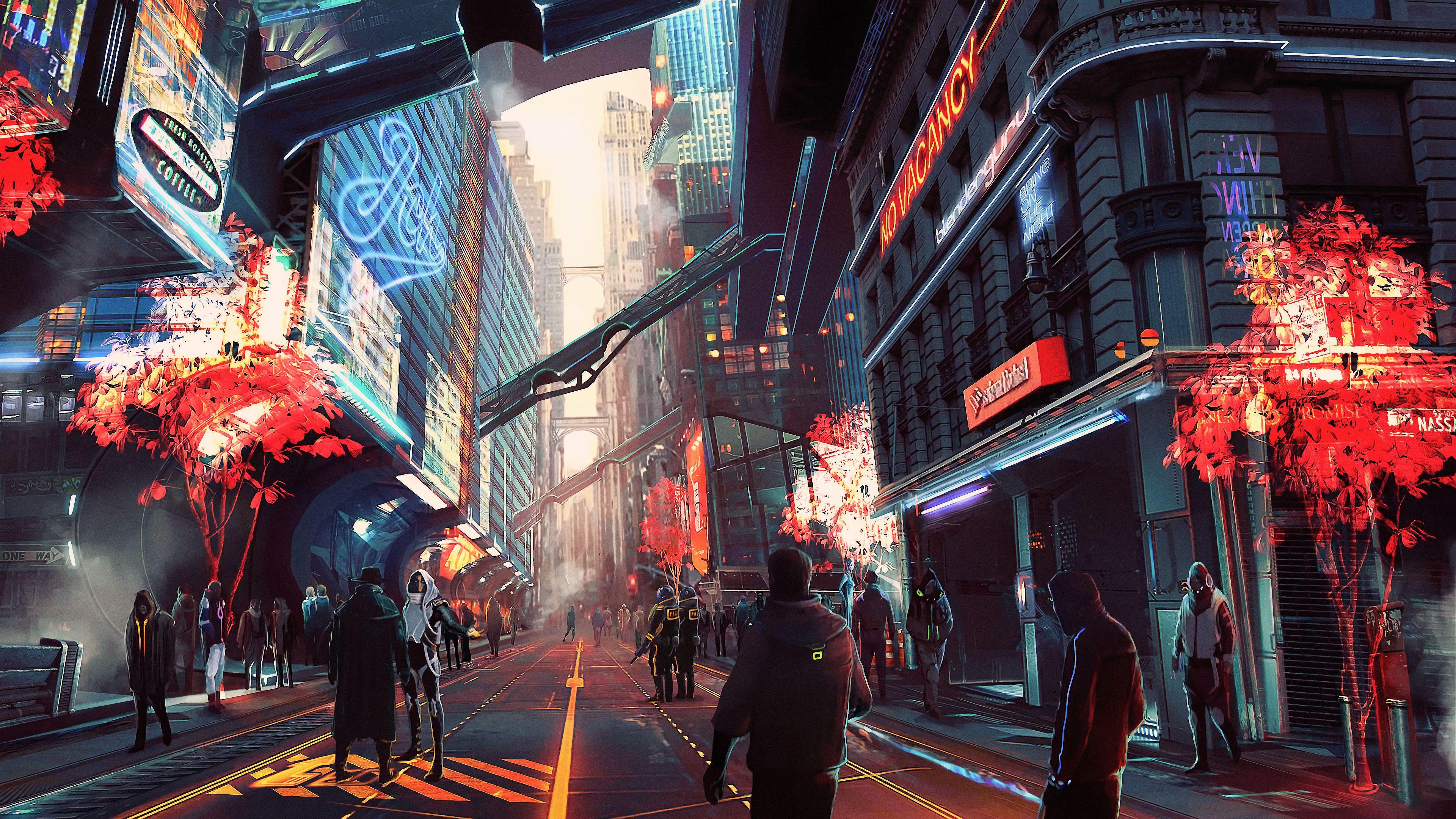 3840x2160 Hình nền 4k Cyberpunk City Future Digital Art Hình nền 4k 4k