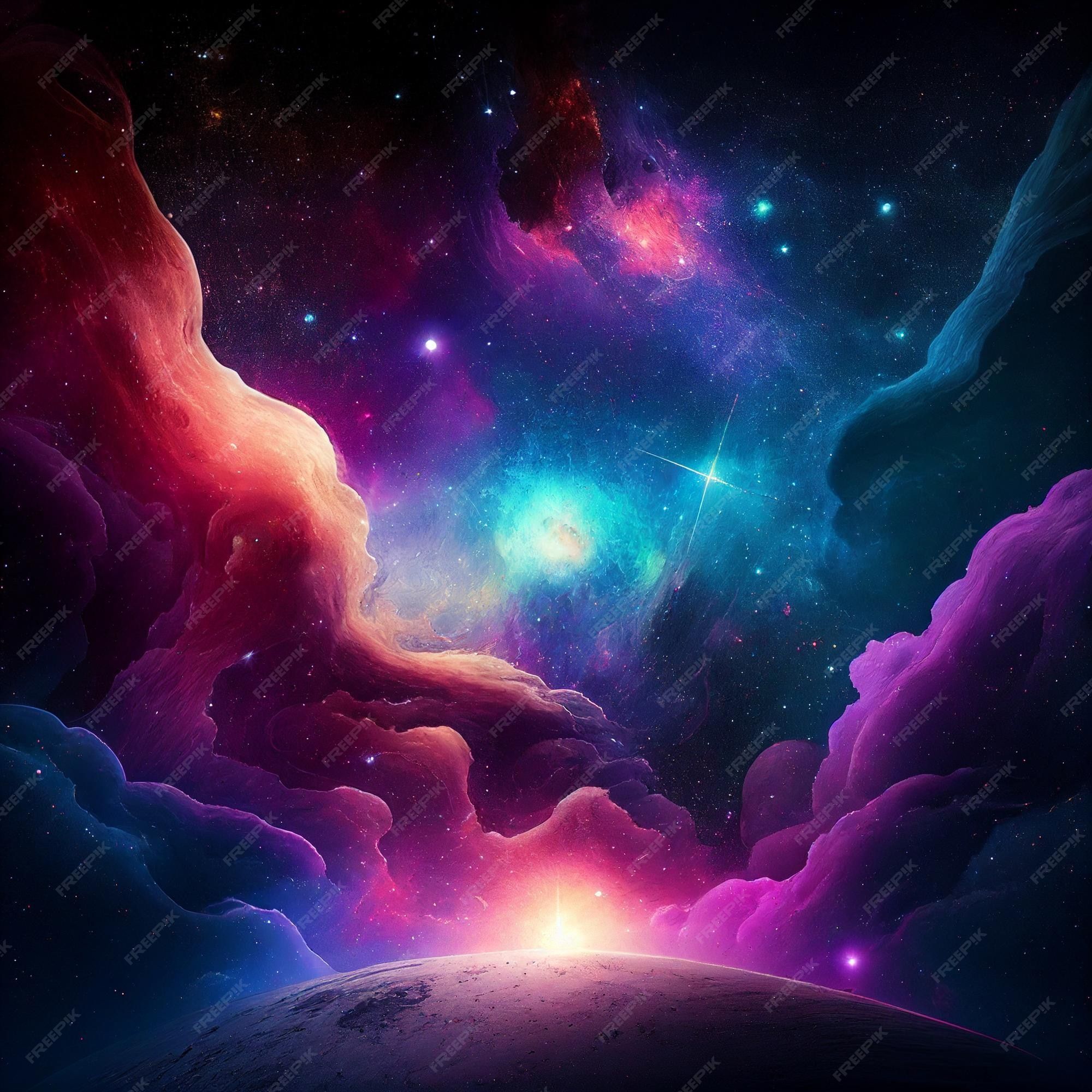 2000x2000 Premium Photo. A colorful space wallpaper with a planet and