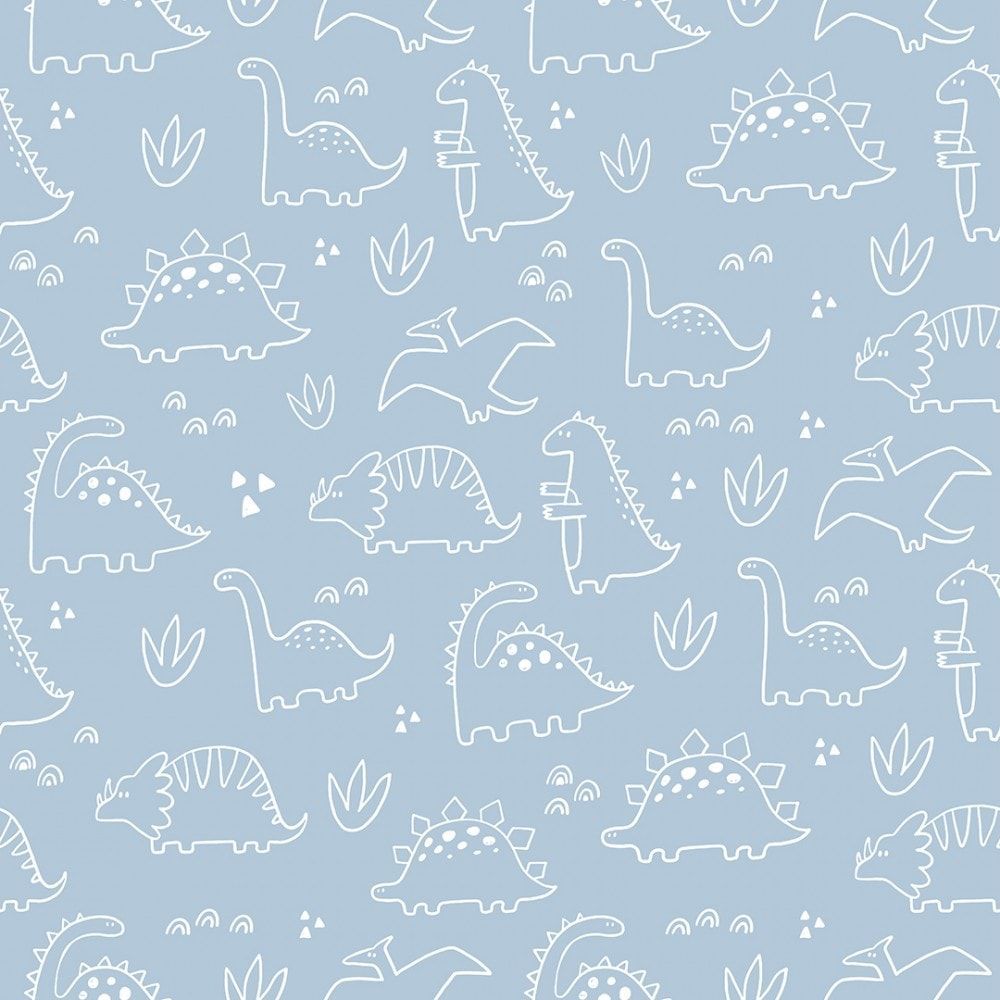 1000x1000 Dinky Dinos Wallpaper in Pale Blue. I Love Wallpaper